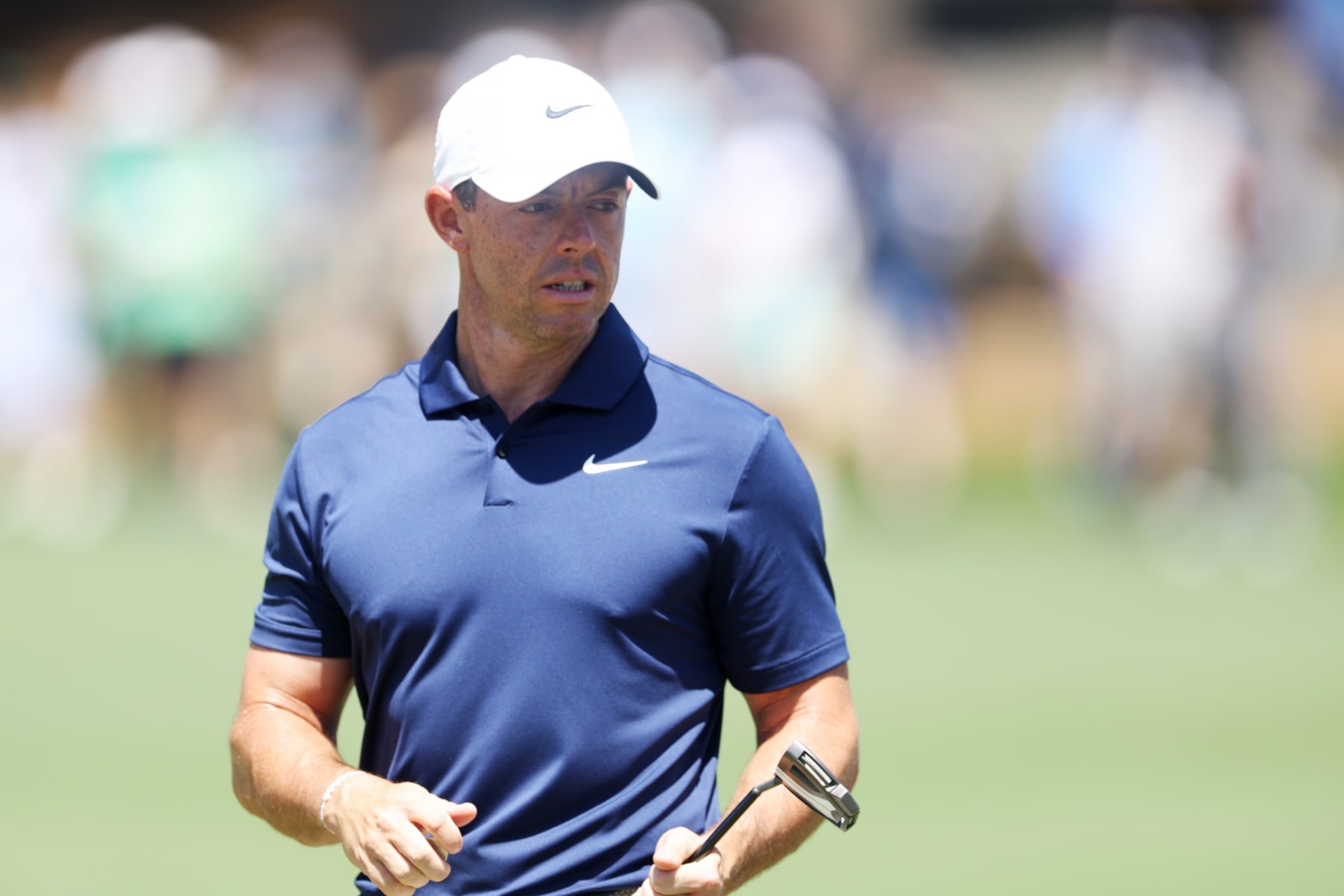 AUGUSTA, GEORGIA - APRIL 14: Rory McIlroy of Northern Ireland lines up a putt on the second green during the final round of the 2024 Masters Tournament at Augusta National Golf Club on April 14, 2024 in Augusta, Georgia. (Photo by Warren Little/Getty Images) AUGUSTA, GEORGIA - APRIL 14: Rory McIlroy of Northern Ireland lines up a putt on the second green during the final round of the 2024 Masters Tournament at Augusta National Golf Club on April 14, 2024 in Augusta, Georgia. (Photo by Warren Little/Getty Images)