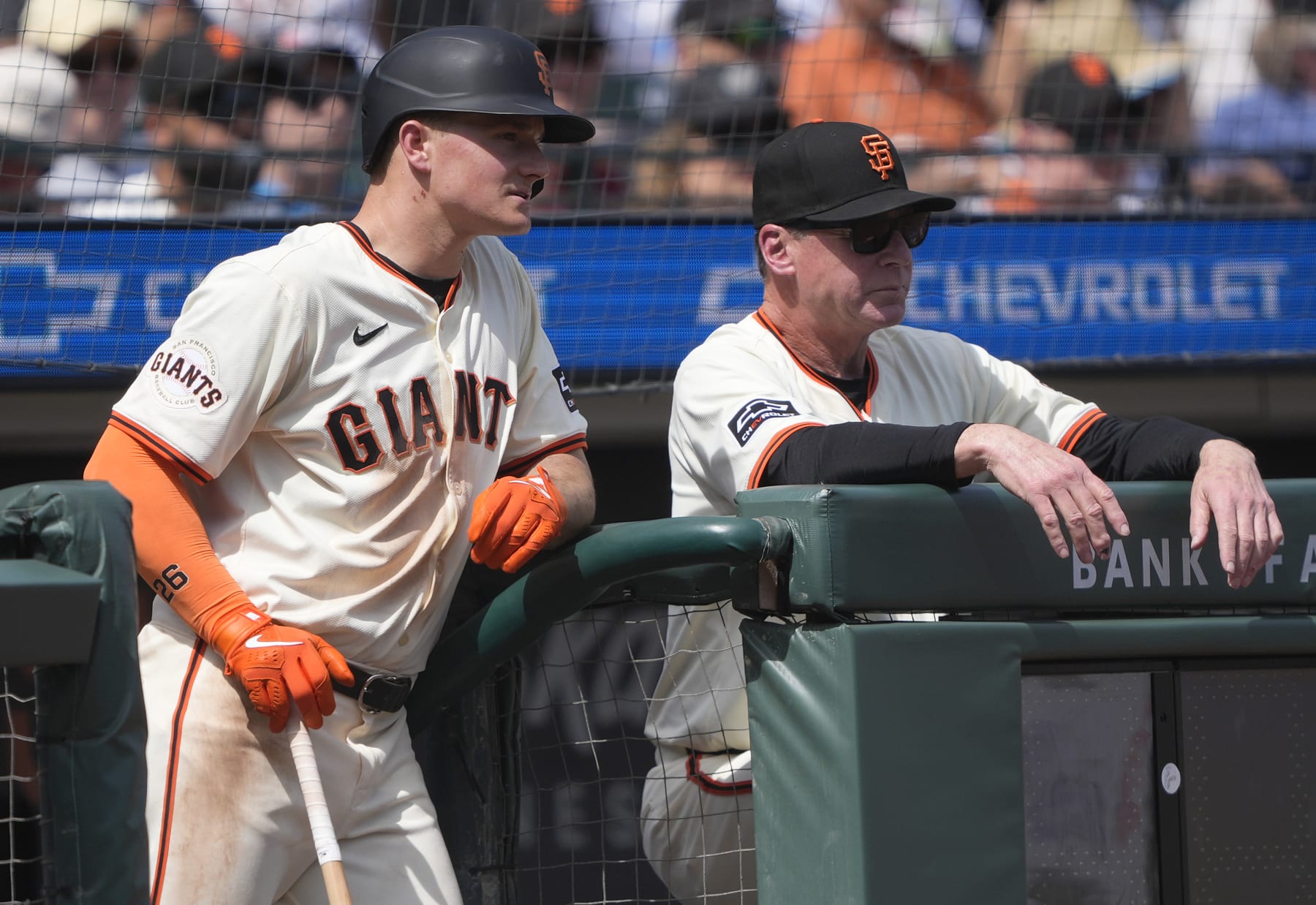Matt Chapman (L) and Bob Melvin (R)
