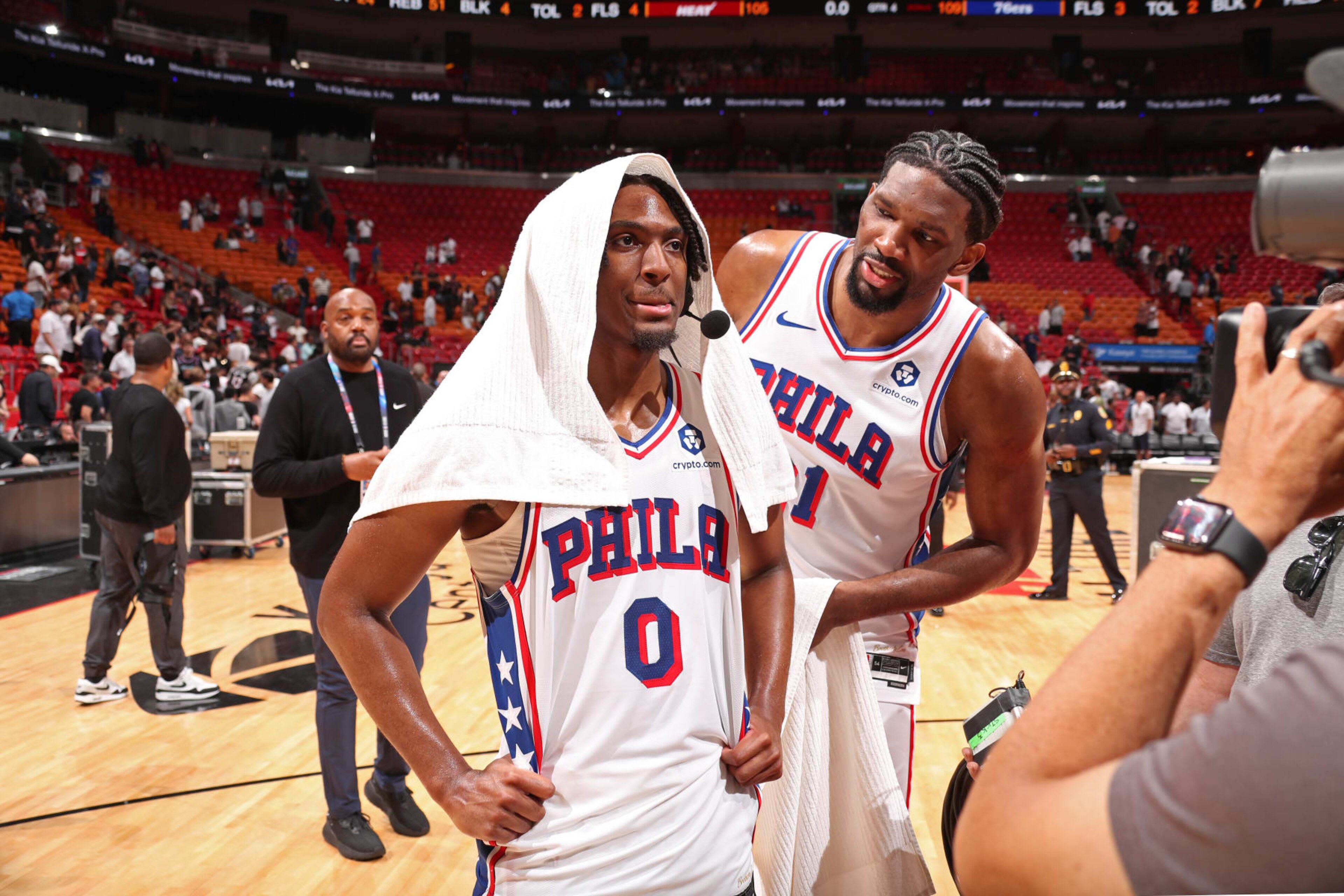 Tyrese Maxey and Joel Embiid Tyrese Maxey and Joel Embiid