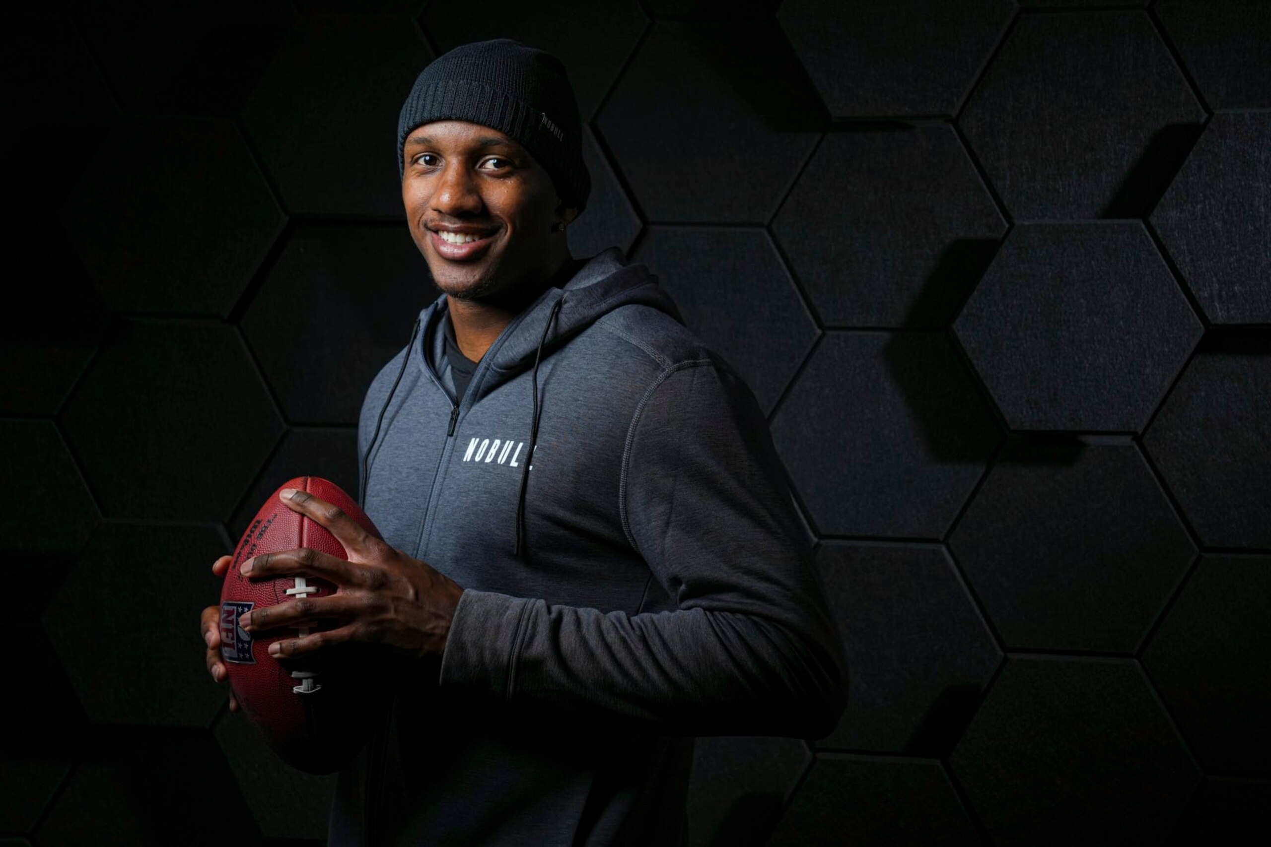 INDIANAPOLIS, INDIANA - FEBRUARY 29: Michael Penix Jr. of the Washington Huskies poses for portraits at the Indiana Convention Center on February 29, 2024 in Indianapolis, Indiana. (Photo by Todd Rosenberg/Getty Images)