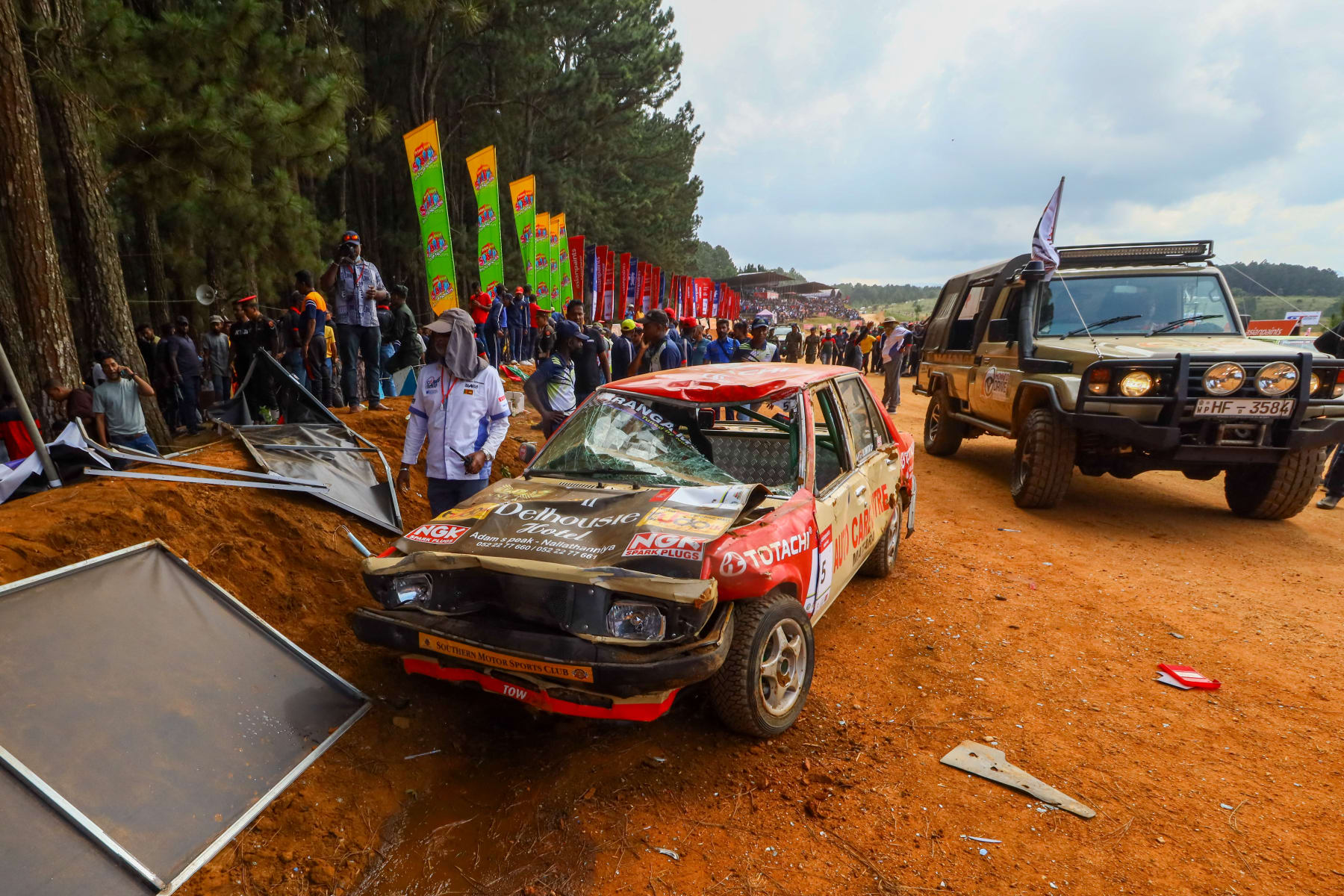 A general view of the accident spot at Fox Hill motor cross racing circuit in Diyatalawa on April 21, 2024, after a car crashed into the crowd. (Photo by AFP) (Photo by -/AFP via Getty Images)