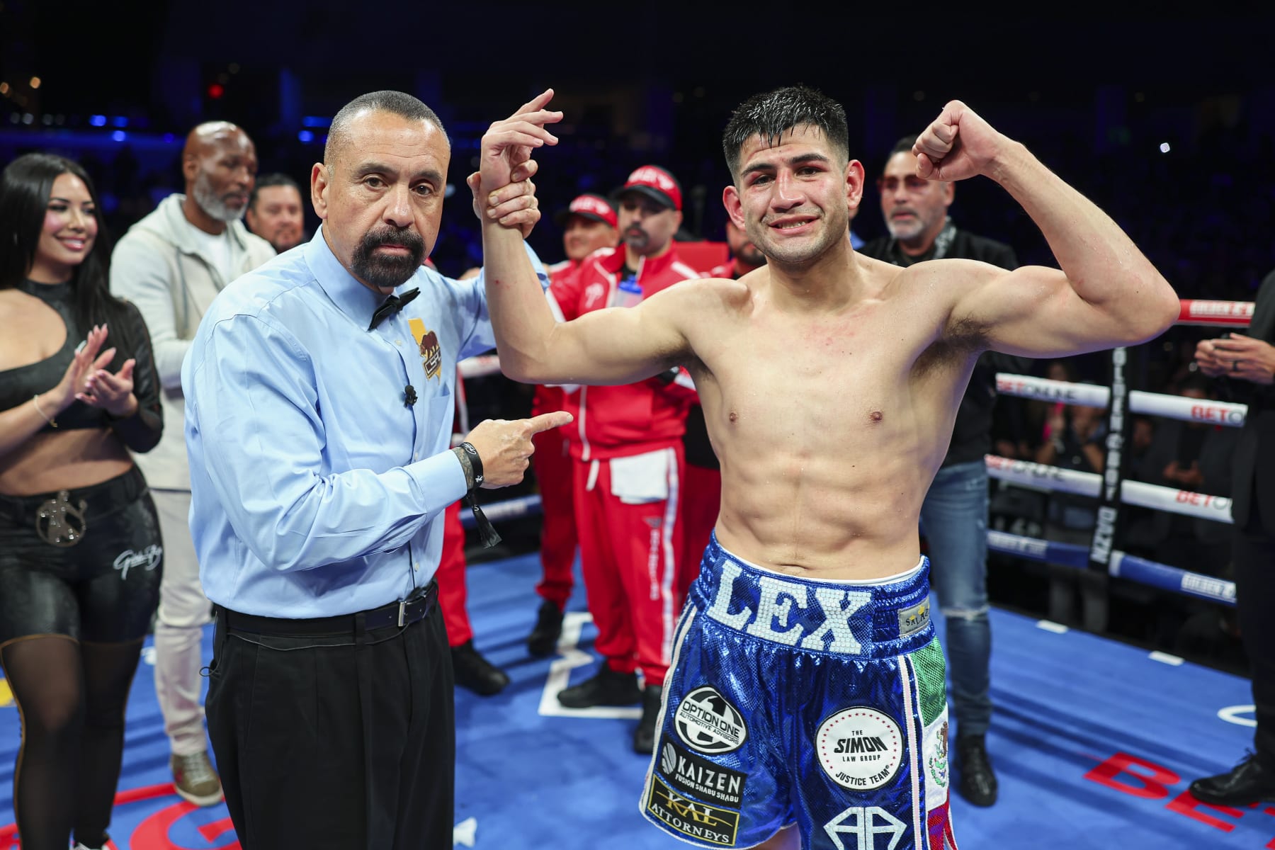 INGLEWOOD, CALIFORNIA - MARCH 30: Alexis Rocha poses after defeating Fredrick Lawson at YouTube Theater on March 30, 2024 in Inglewood, California.  (Photo by Cris Esqueda/Golden Boy/Getty Images)