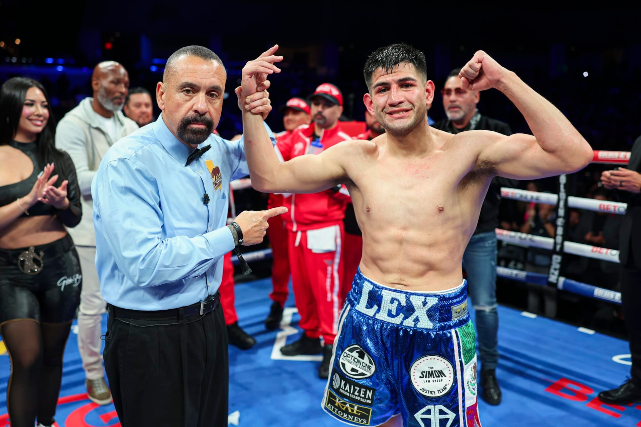 INGLEWOOD, CALIFORNIA - MARCH 30: Alexis Rocha poses after defeating Fredrick Lawson at YouTube Theater on March 30, 2024 in Inglewood, California.  (Photo by Cris Esqueda/Golden Boy/Getty Images)