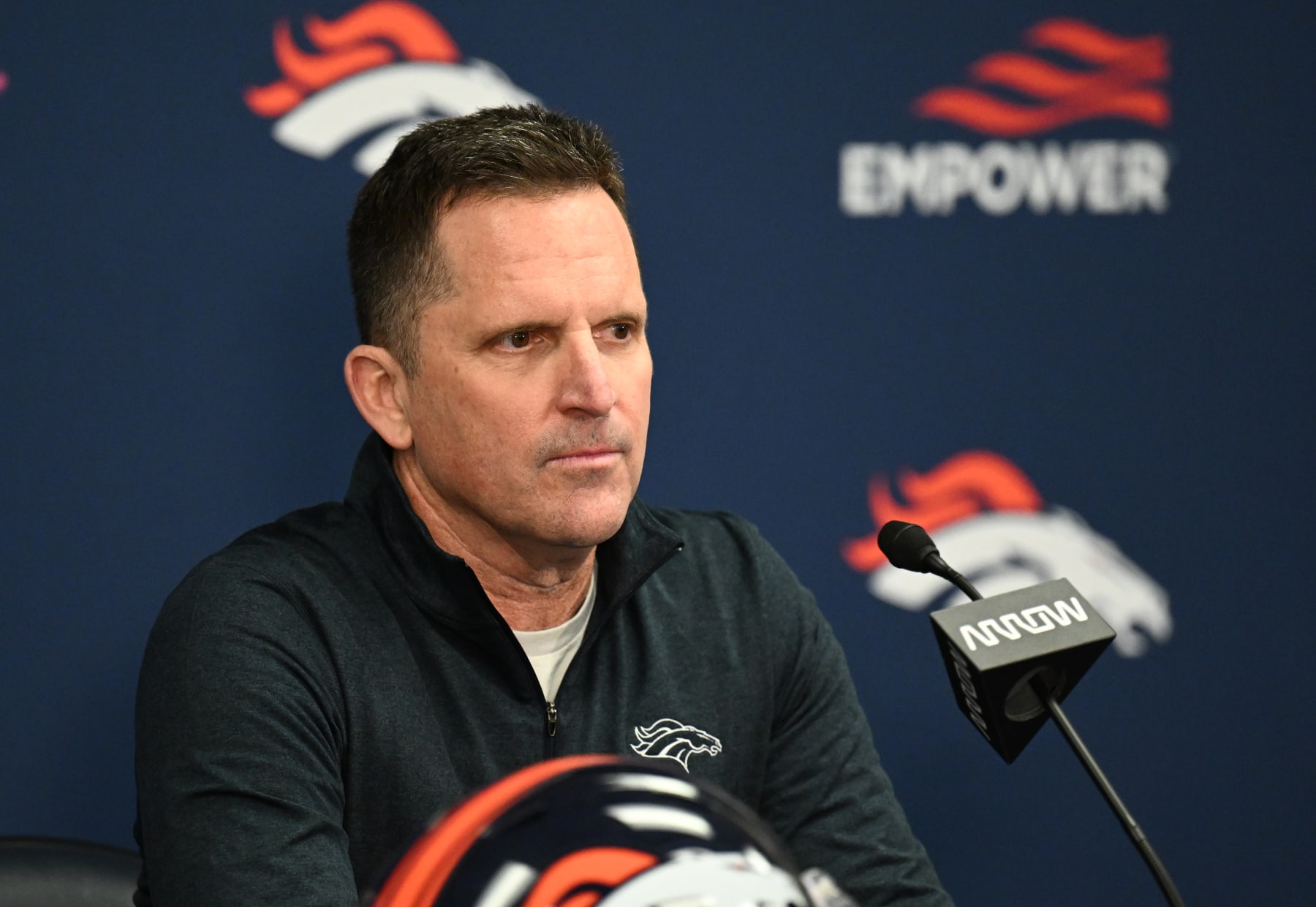 ENGLEWOOD, COLORADO - APRIL 18: Denver Broncos General Manager George Paton talks to media during a pre-draft press conference on in Englewood, Colorado on April 18, 2024. (Photo by RJ Sangosti/MediaNews Group/The Denver Post via Getty Images)