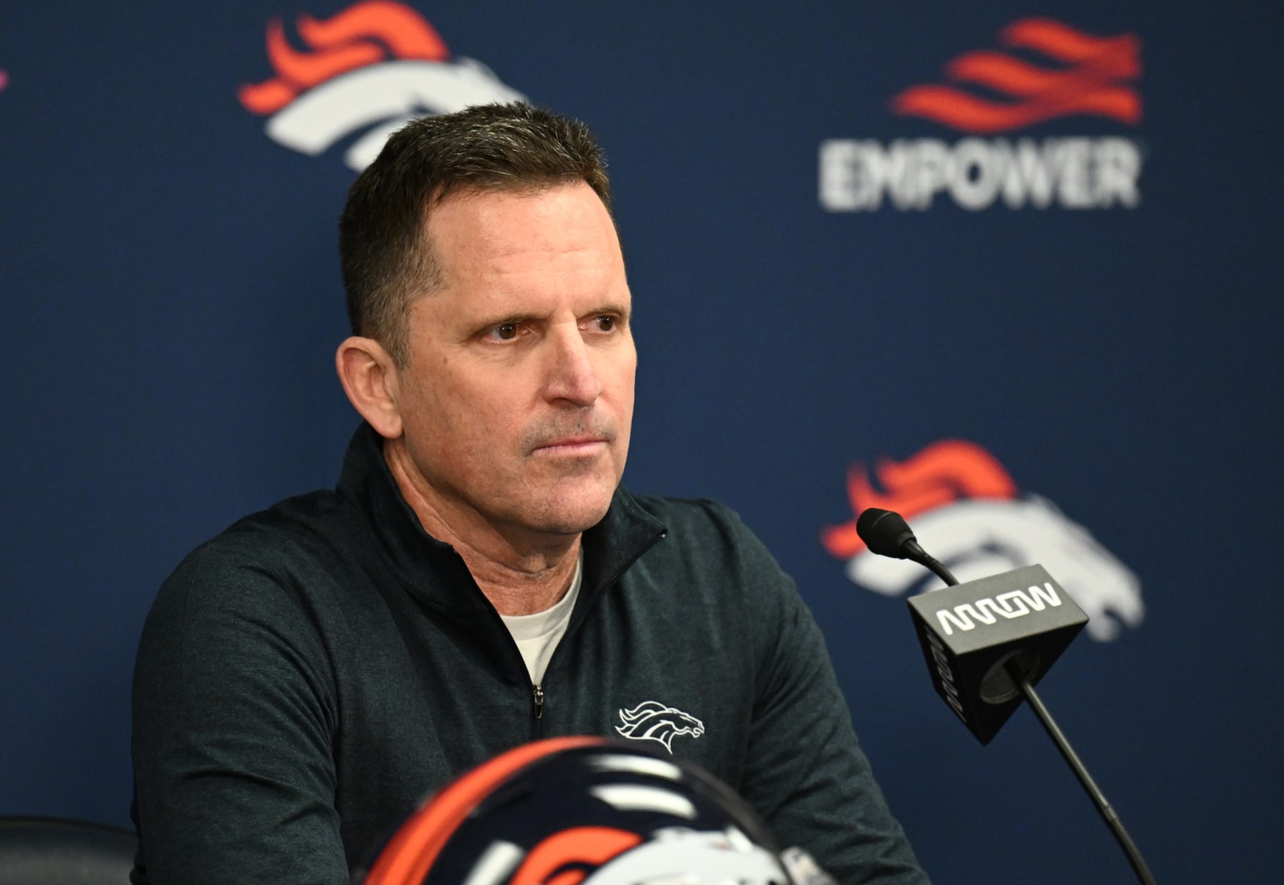 ENGLEWOOD, COLORADO - APRIL 18: Denver Broncos General Manager George Paton talks to media during a pre-draft press conference on in Englewood, Colorado on April 18, 2024. (Photo by RJ Sangosti/MediaNews Group/The Denver Post via Getty Images) ENGLEWOOD, COLORADO - APRIL 18: Denver Broncos General Manager George Paton talks to media during a pre-draft press conference on in Englewood, Colorado on April 18, 2024. (Photo by RJ Sangosti/MediaNews Group/The Denver Post via Getty Images)