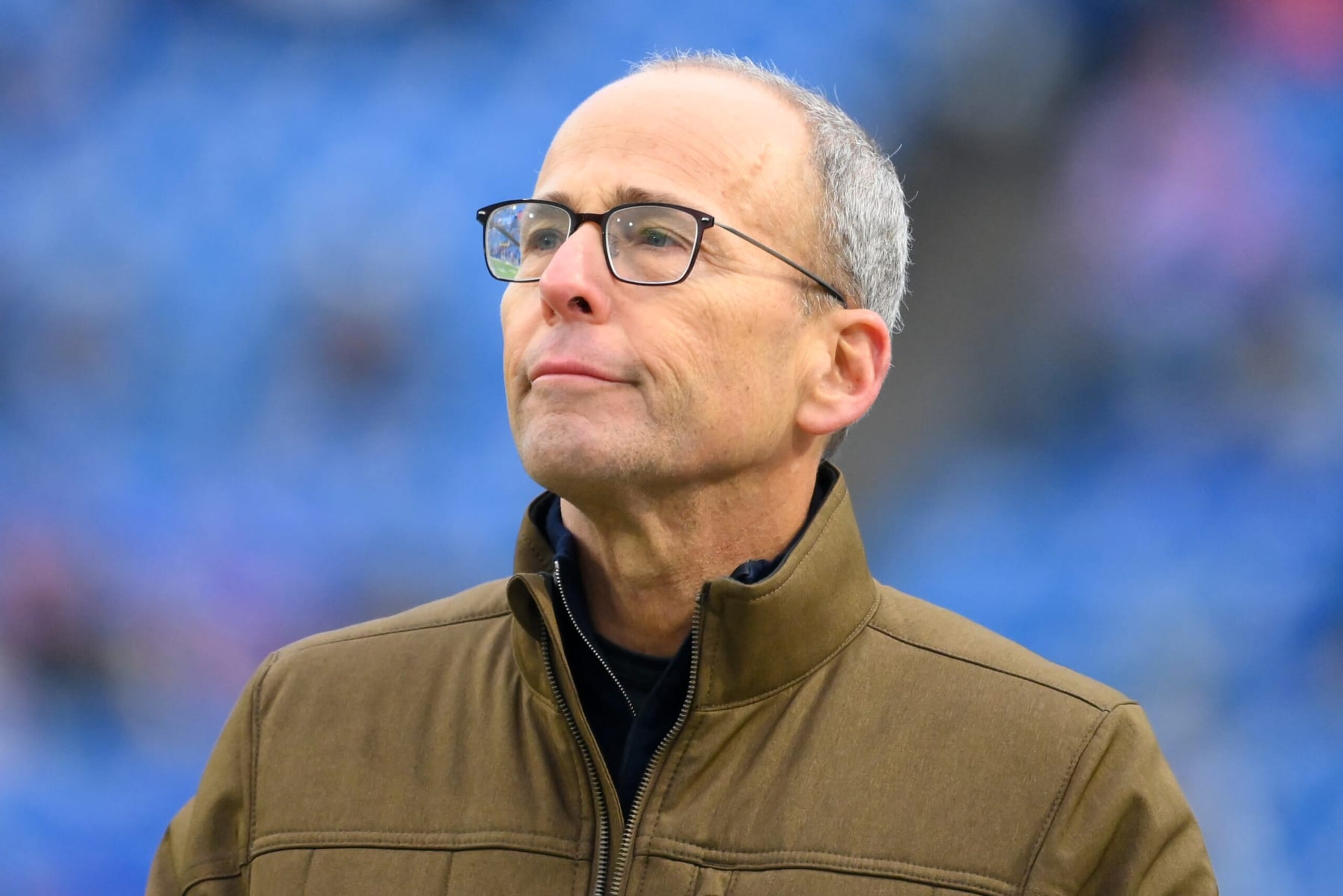 ORCHARD PARK, NEW YORK - DECEMBER 31: President Jonathan Kraft of the New England Patriots looks on prior to the game between the New England Patriots and the Buffalo Bills at Highmark Stadium on December 31, 2023 in Orchard Park, New York. The Bills won 27-21. (Photo by Rich Barnes/Getty Images)