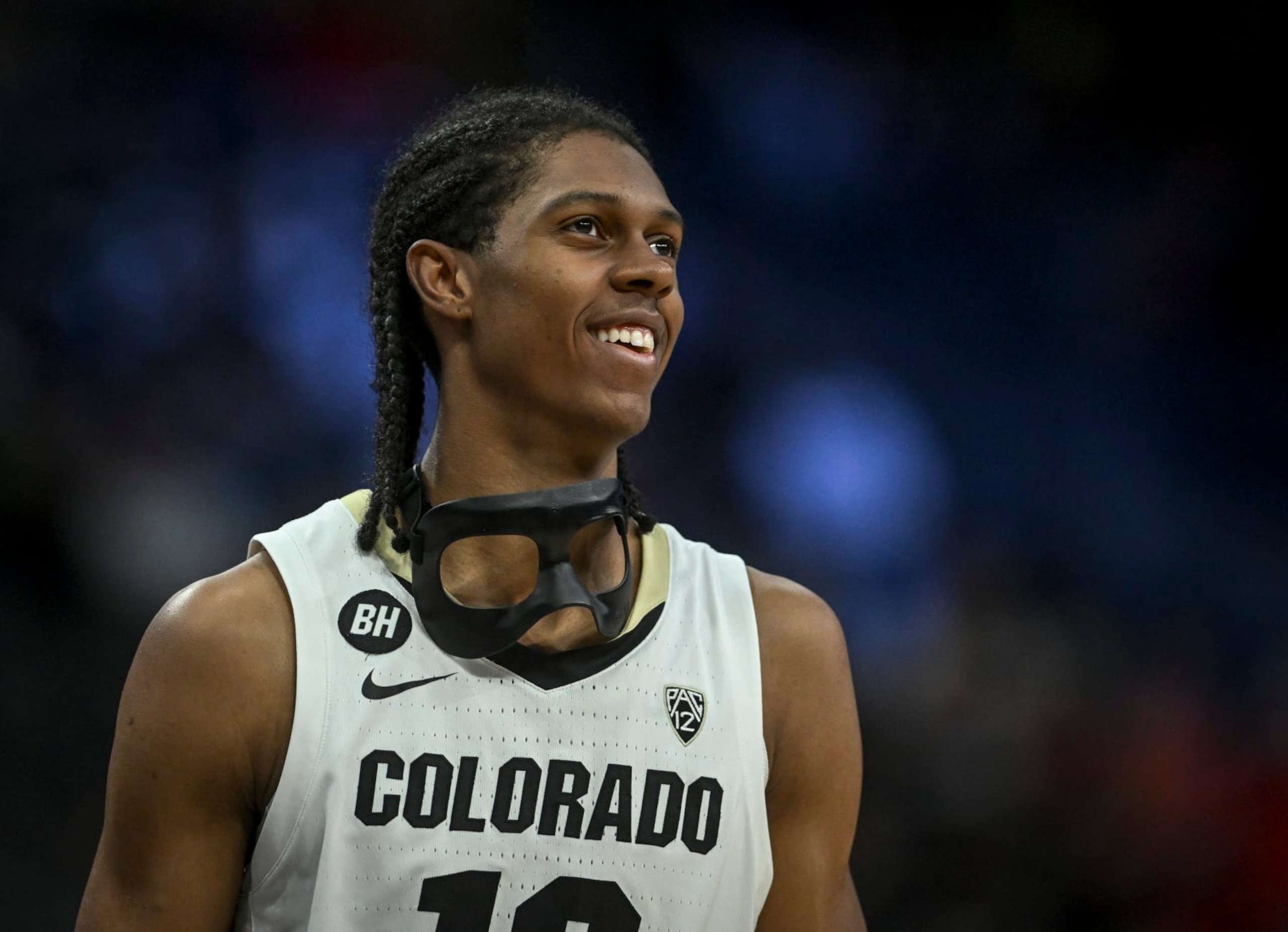 LAS VEGAS, NV - MARCH 14: Cody Williams (10) of the Colorado Buffaloes prepares to take the court against the Utah Utes during the second half of CU's 72-58 win at T-Mobile Arena in Las Vegas, Nevada on Thursday, March 14, 2024. The Buffs advance to the PAC-12 Tournament semifinal with a matchup against Washington State Friday. (Photo by AAron Ontiveroz/The Denver Post)