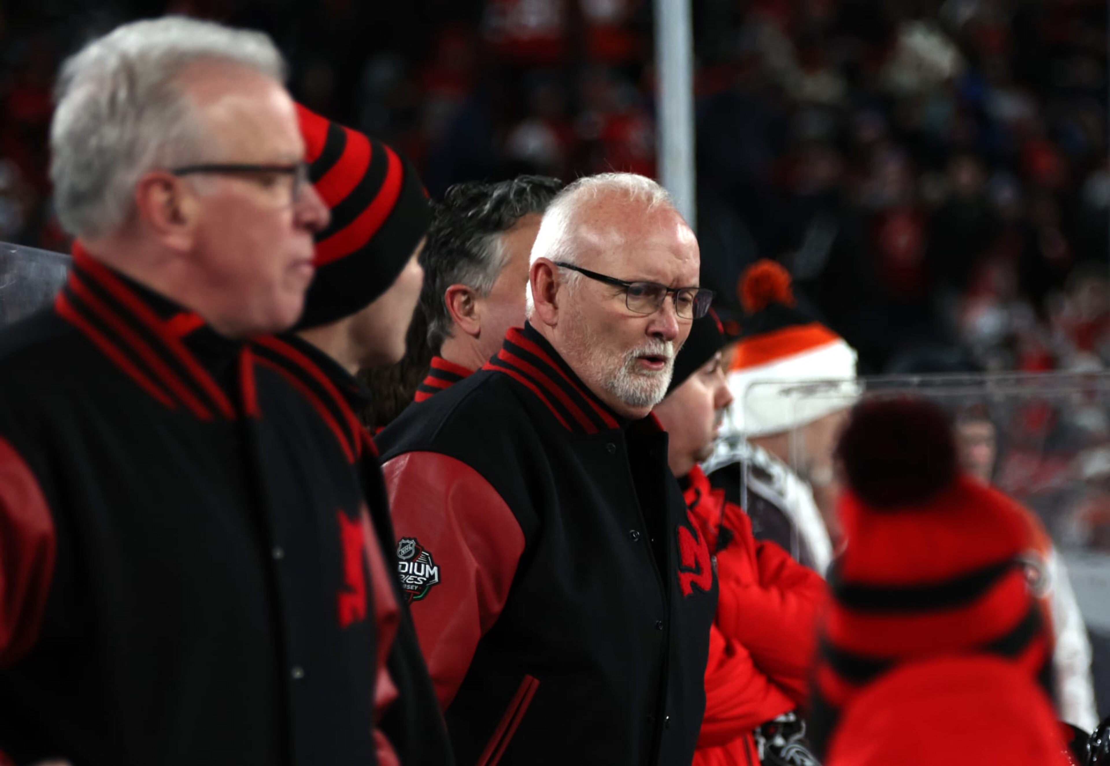 EAST RUTHERFORD, NEW JERSEY - FEBRUARY 17: Head coach Lindy Ruff of the New Jersey Devils looks on from the bench area during the first period of the 2024 Navy Federal Credit Union Stadium Series game between the Philadelphia Flyers and the New Jersey Devils at MetLife Stadium on February 17, 2024 in East Rutherford, New Jersey. (Photo by Dave Sandford/NHLI via Getty Images) EAST RUTHERFORD, NEW JERSEY - FEBRUARY 17: Head coach Lindy Ruff of the New Jersey Devils looks on from the bench area during the first period of the 2024 Navy Federal Credit Union Stadium Series game between the Philadelphia Flyers and the New Jersey Devils at MetLife Stadium on February 17, 2024 in East Rutherford, New Jersey. (Photo by Dave Sandford/NHLI via Getty Images)