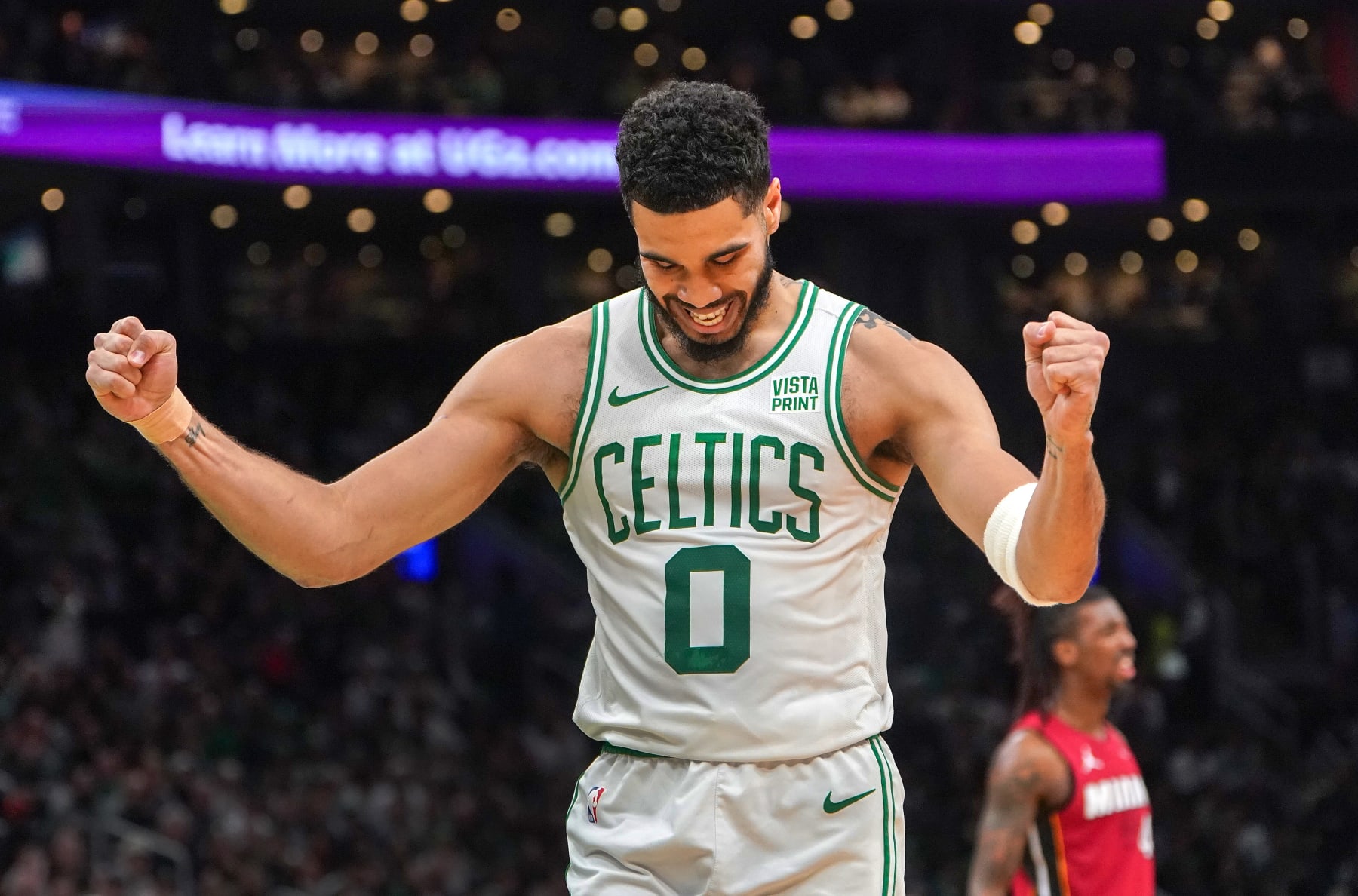 Boston, MA - April 21: Boston Celtics forward Jayson Tatum reacts after he was fouled on a shot in the second quarter. (Photo by Barry Chin/The Boston Globe via Getty Images) Boston, MA - April 21: Boston Celtics forward Jayson Tatum reacts after he was fouled on a shot in the second quarter. (Photo by Barry Chin/The Boston Globe via Getty Images)