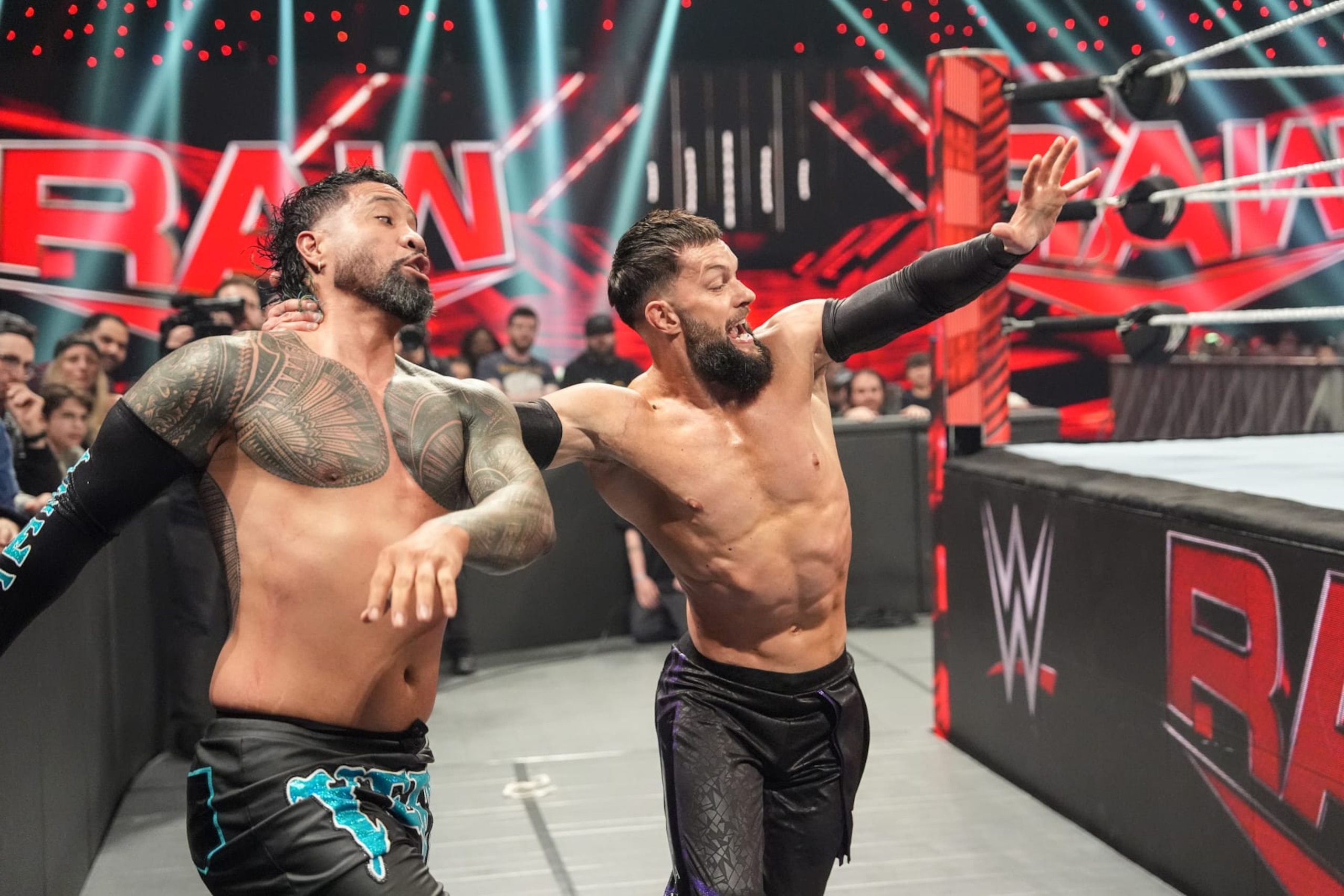 MONTREAL, CANADA - APRIL 15: Finn Balor in action against Jey Uso during Monday Night RAW at the Bell Centre on April 15, 2024 in Montreal, Canada. (Photo by WWE/Getty Images) MONTREAL, CANADA - APRIL 15: Finn Balor in action against Jey Uso during Monday Night RAW at the Bell Centre on April 15, 2024 in Montreal, Canada. (Photo by WWE/Getty Images)