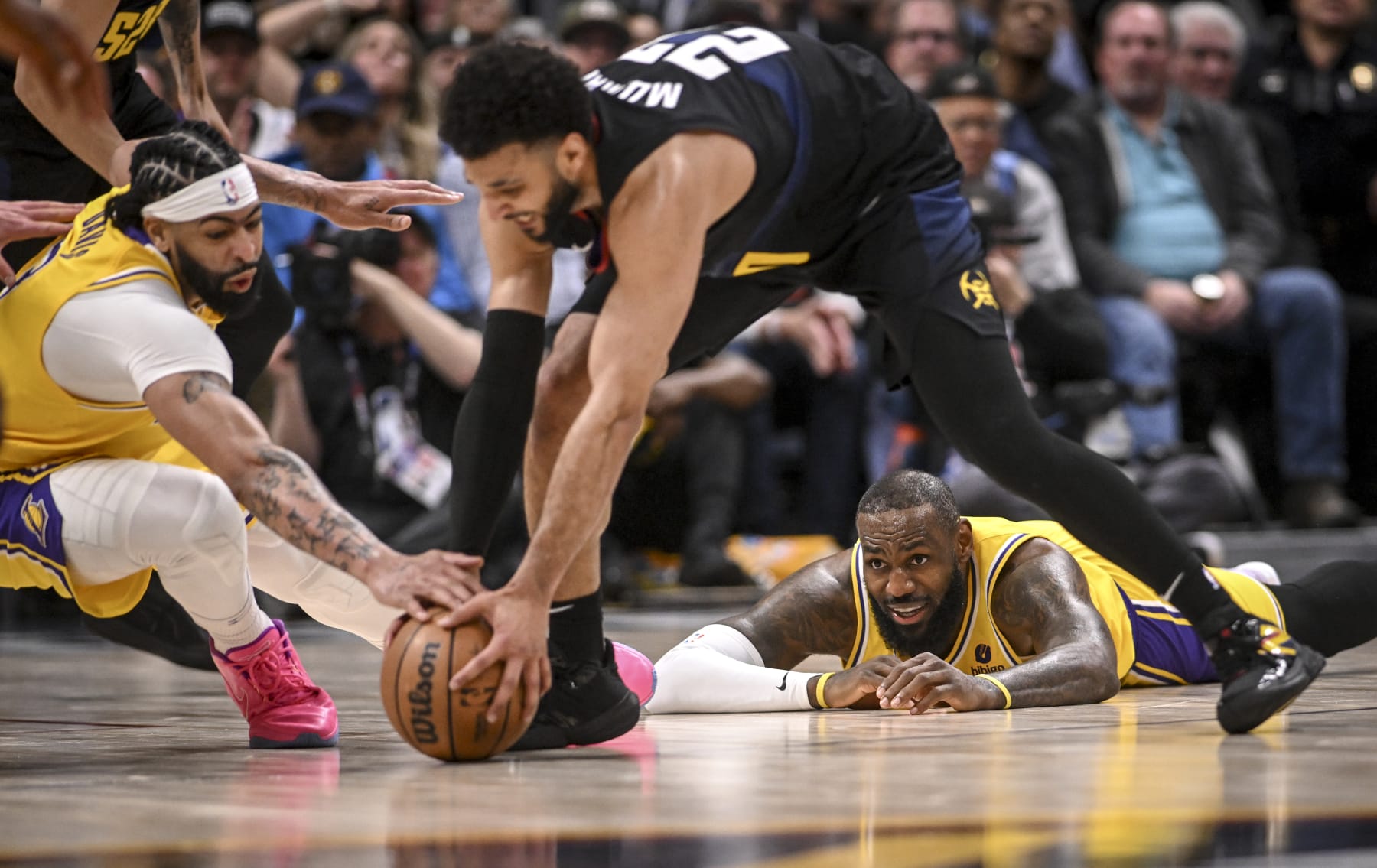 Anthony Davis, Jamal Murray and LeBron James