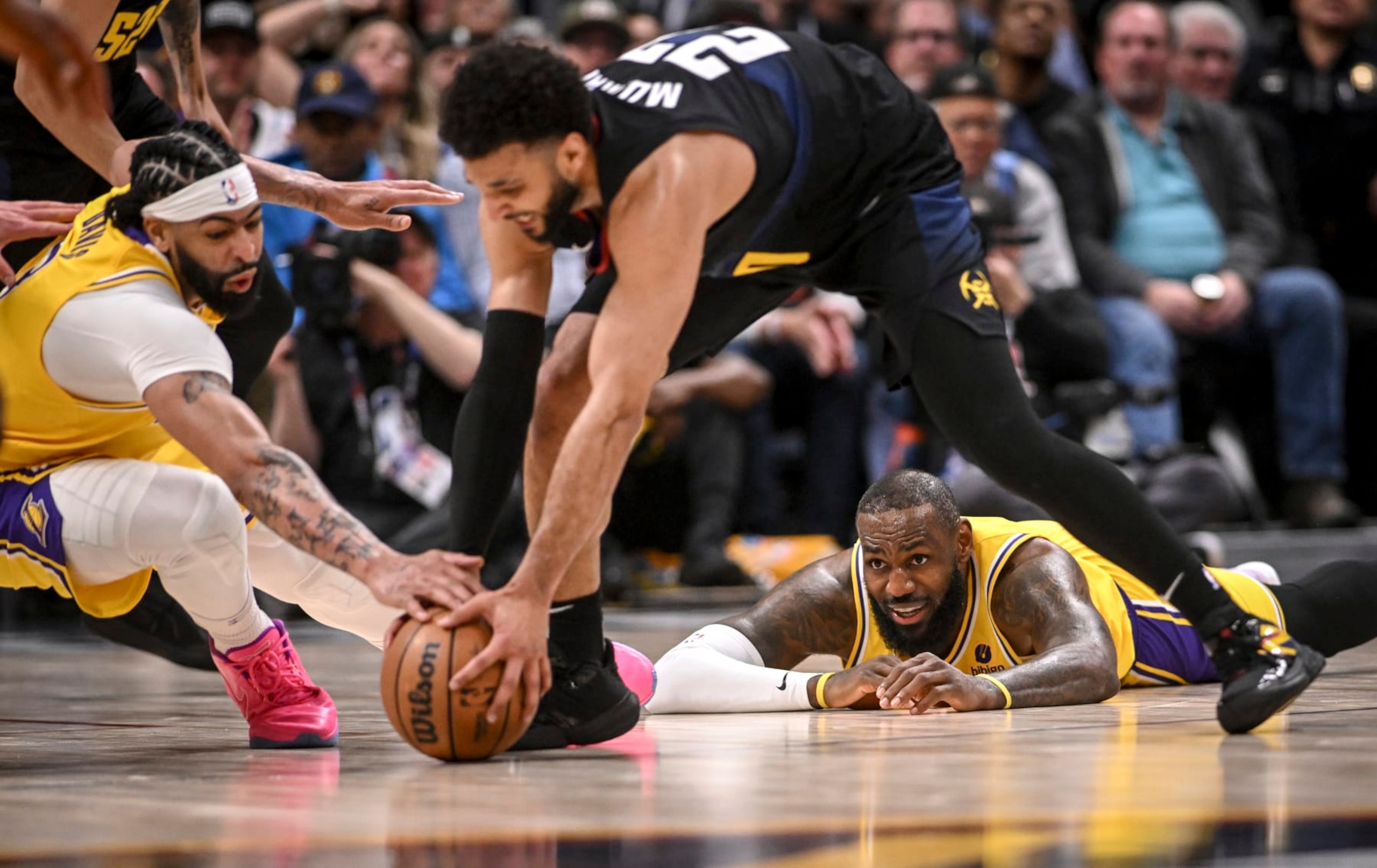 Anthony Davis, Jamal Murray and LeBron James