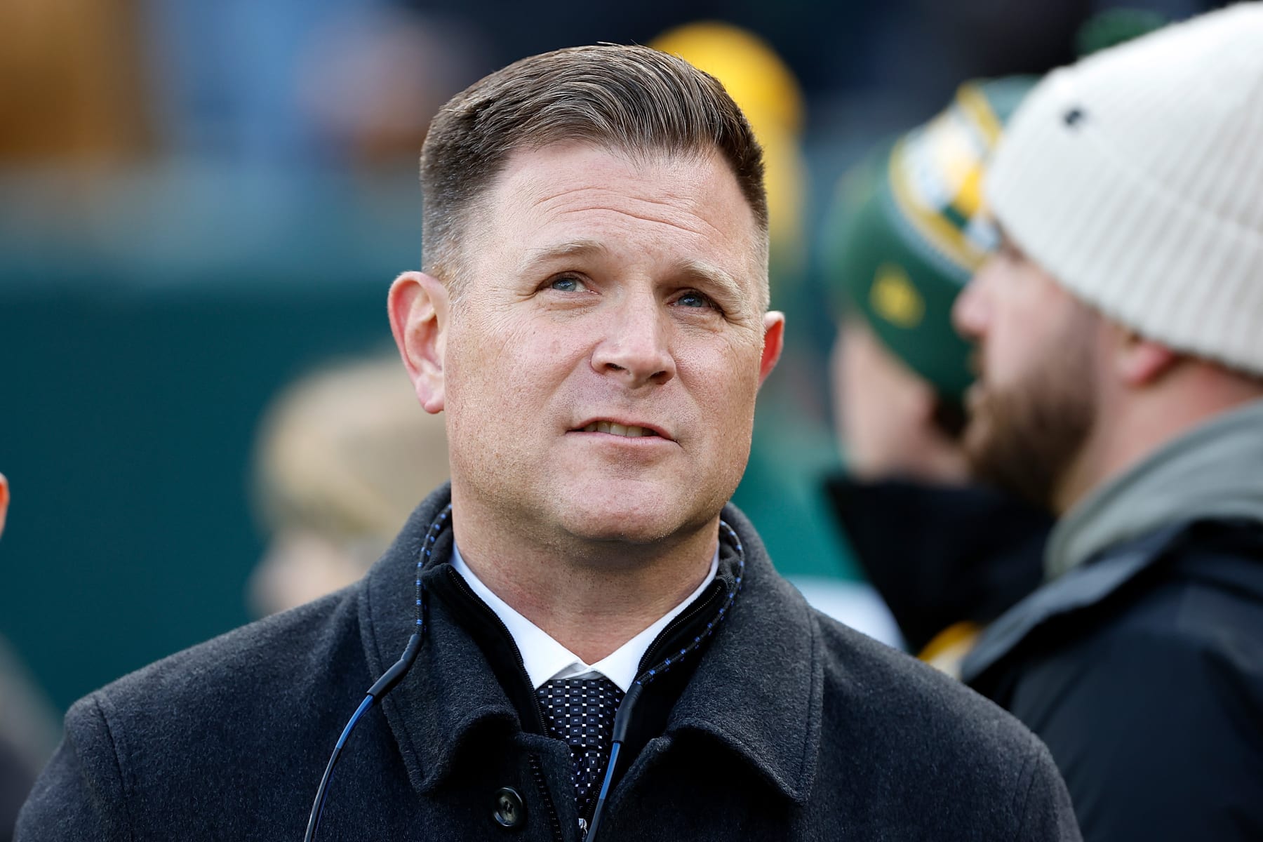 GREEN BAY, WISCONSIN - JANUARY 07: General Manager Brian Gutekunst of the Green Bay Packers looks on before the game between the Green Bay Packers and Chicago Bears at Lambeau Field on January 07, 2024 in Green Bay, Wisconsin. (Photo by John Fisher/Getty Images)