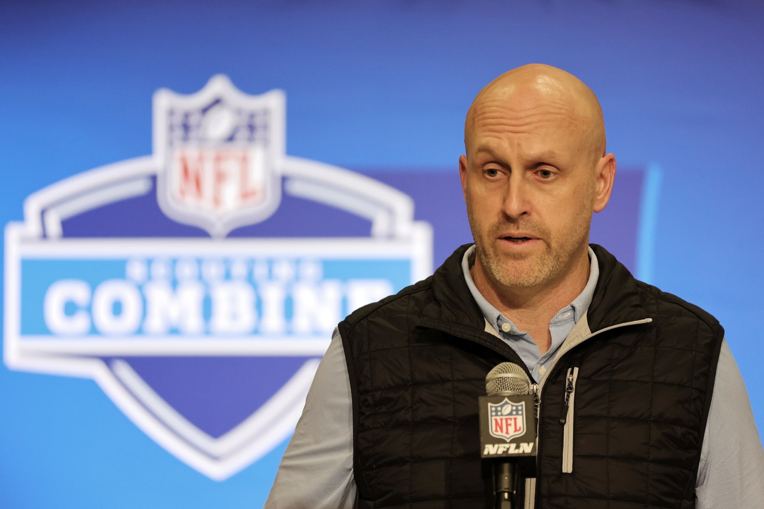 INDIANAPOLIS, INDIANA - FEBRUARY 27: General manager Monti Ossenfort of the Arizona Cardinals speaks to the media during the NFL Combine at the Indiana Convention Center on February 27, 2024 in Indianapolis, Indiana. (Photo by Stacy Revere/Getty Images) INDIANAPOLIS, INDIANA - FEBRUARY 27: General manager Monti Ossenfort of the Arizona Cardinals speaks to the media during the NFL Combine at the Indiana Convention Center on February 27, 2024 in Indianapolis, Indiana. (Photo by Stacy Revere/Getty Images)