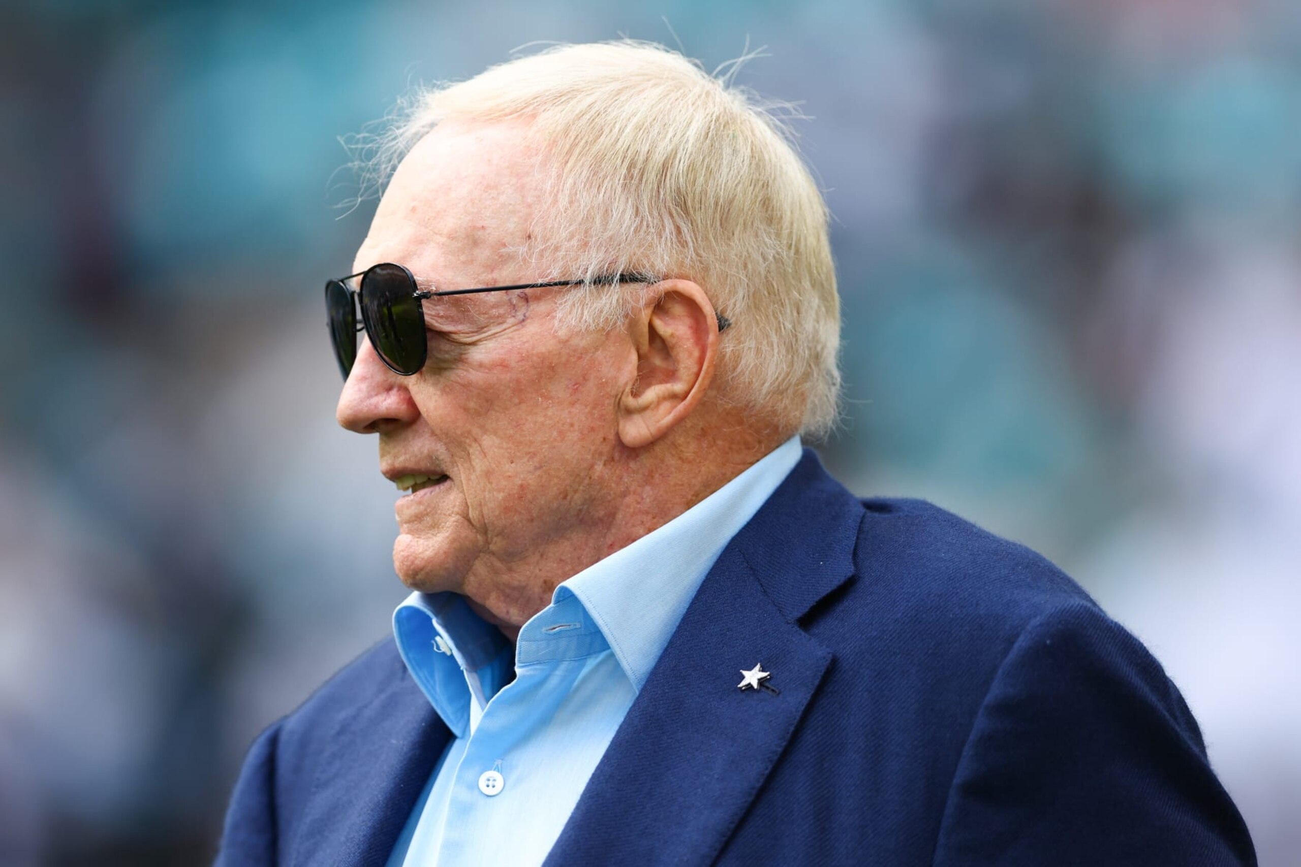 MIAMI GARDENS, FLORIDA - DECEMBER 24: Dallas Cowboys owner Jerry Jones walks the field before the game against the Miami Dolphins at Hard Rock Stadium on December 24, 2023 in Miami Gardens, Florida. (Photo by Megan Briggs/Getty Images) MIAMI GARDENS, FLORIDA - DECEMBER 24: Dallas Cowboys owner Jerry Jones walks the field before the game against the Miami Dolphins at Hard Rock Stadium on December 24, 2023 in Miami Gardens, Florida. (Photo by Megan Briggs/Getty Images)