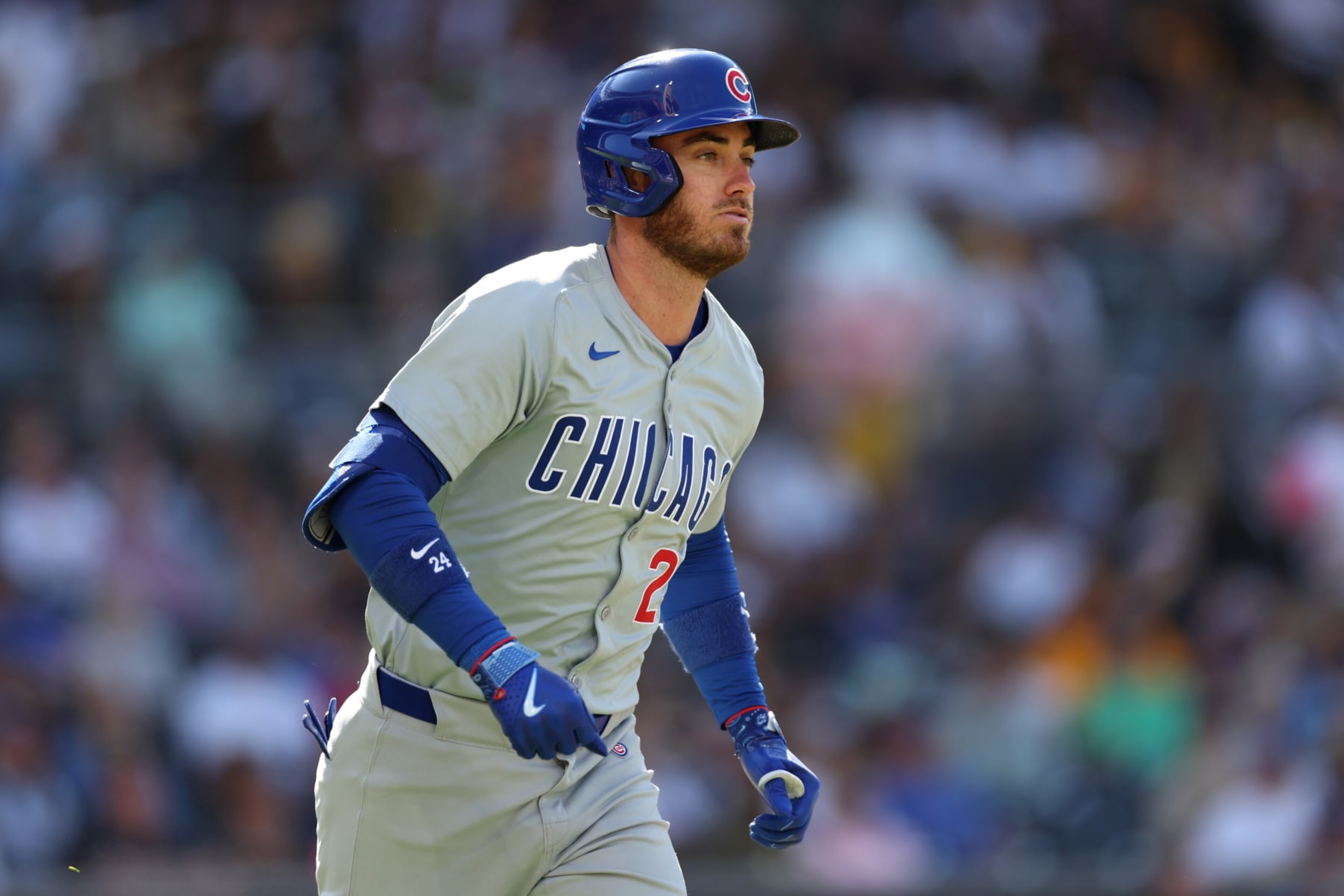 SAN DIEGO, CALIFORNIA - APRIL 10: Cody Bellinger #24 of the Chicago Cubs runs to first base during a game against the San Diego Padres at Petco Park on April 10, 2024 in San Diego, California. (Photo by Sean M. Haffey/Getty Images) SAN DIEGO, CALIFORNIA - APRIL 10: Cody Bellinger #24 of the Chicago Cubs runs to first base during a game against the San Diego Padres at Petco Park on April 10, 2024 in San Diego, California. (Photo by Sean M. Haffey/Getty Images)
