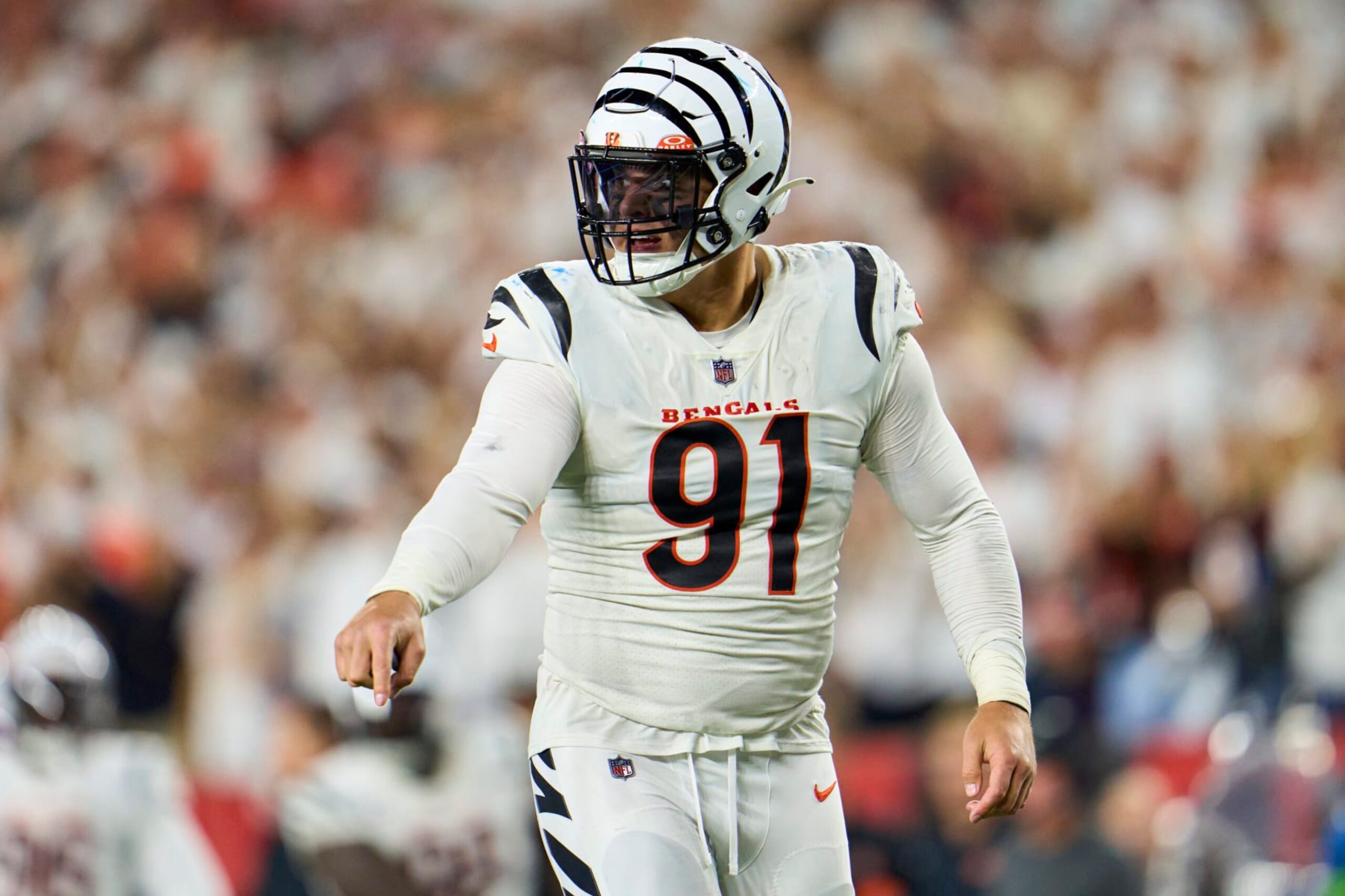 CINCINNATI, OH - SEPTEMBER 25: Trey Hendrickson #91 of the Cincinnati Bengals celebrates after a sack against the Los Angeles Rams during the second half at Paycor Stadium on September 25, 2023 in Cincinnati, Ohio. (Photo by Cooper Neill/Getty Images) CINCINNATI, OH - SEPTEMBER 25: Trey Hendrickson #91 of the Cincinnati Bengals celebrates after a sack against the Los Angeles Rams during the second half at Paycor Stadium on September 25, 2023 in Cincinnati, Ohio. (Photo by Cooper Neill/Getty Images)