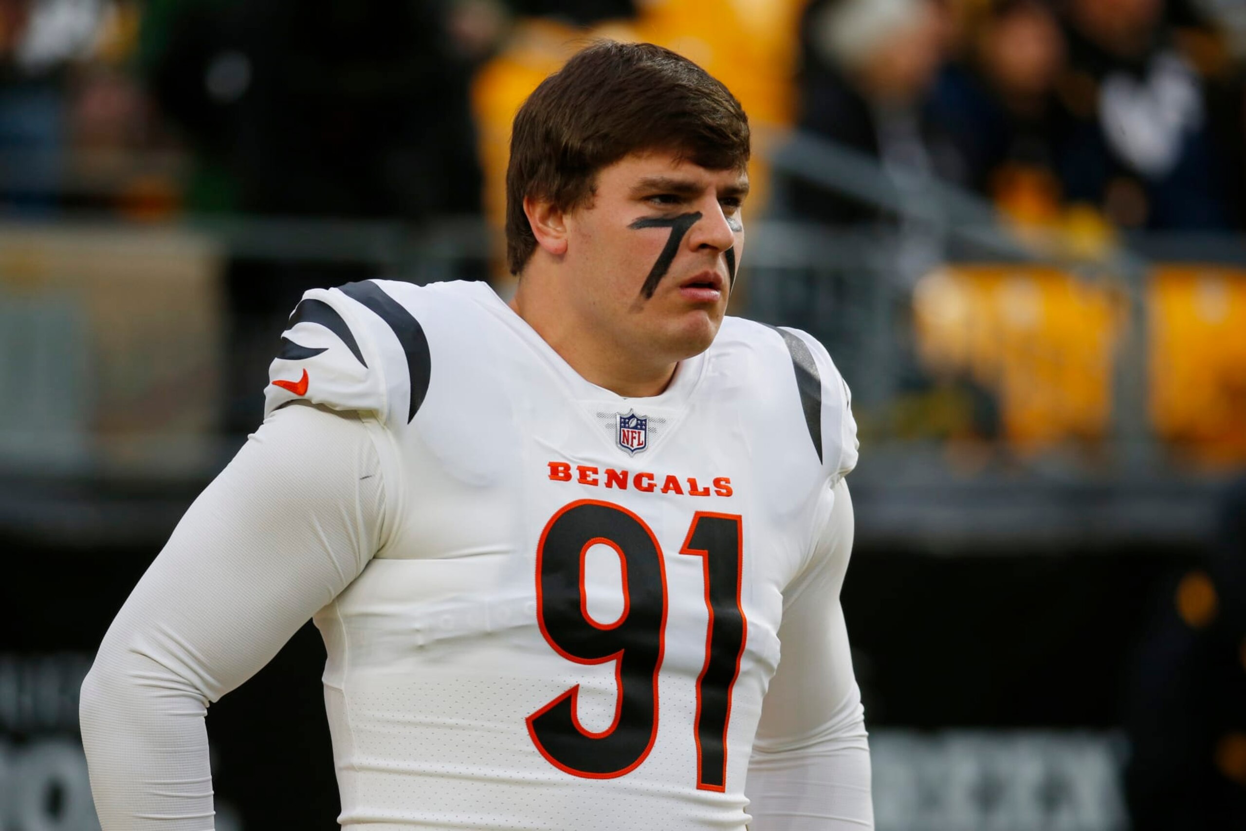 PITTSBURGH, PENNSYLVANIA - DECEMBER 23: Trey Hendrickson #91 of the Cincinnati Bengals looks on prior to a game against the Pittsburgh Steelers at Acrisure Stadium on December 23, 2023 in Pittsburgh, Pennsylvania. (Photo by Justin K. Aller/Getty Images) PITTSBURGH, PENNSYLVANIA - DECEMBER 23: Trey Hendrickson #91 of the Cincinnati Bengals looks on prior to a game against the Pittsburgh Steelers at Acrisure Stadium on December 23, 2023 in Pittsburgh, Pennsylvania. (Photo by Justin K. Aller/Getty Images)