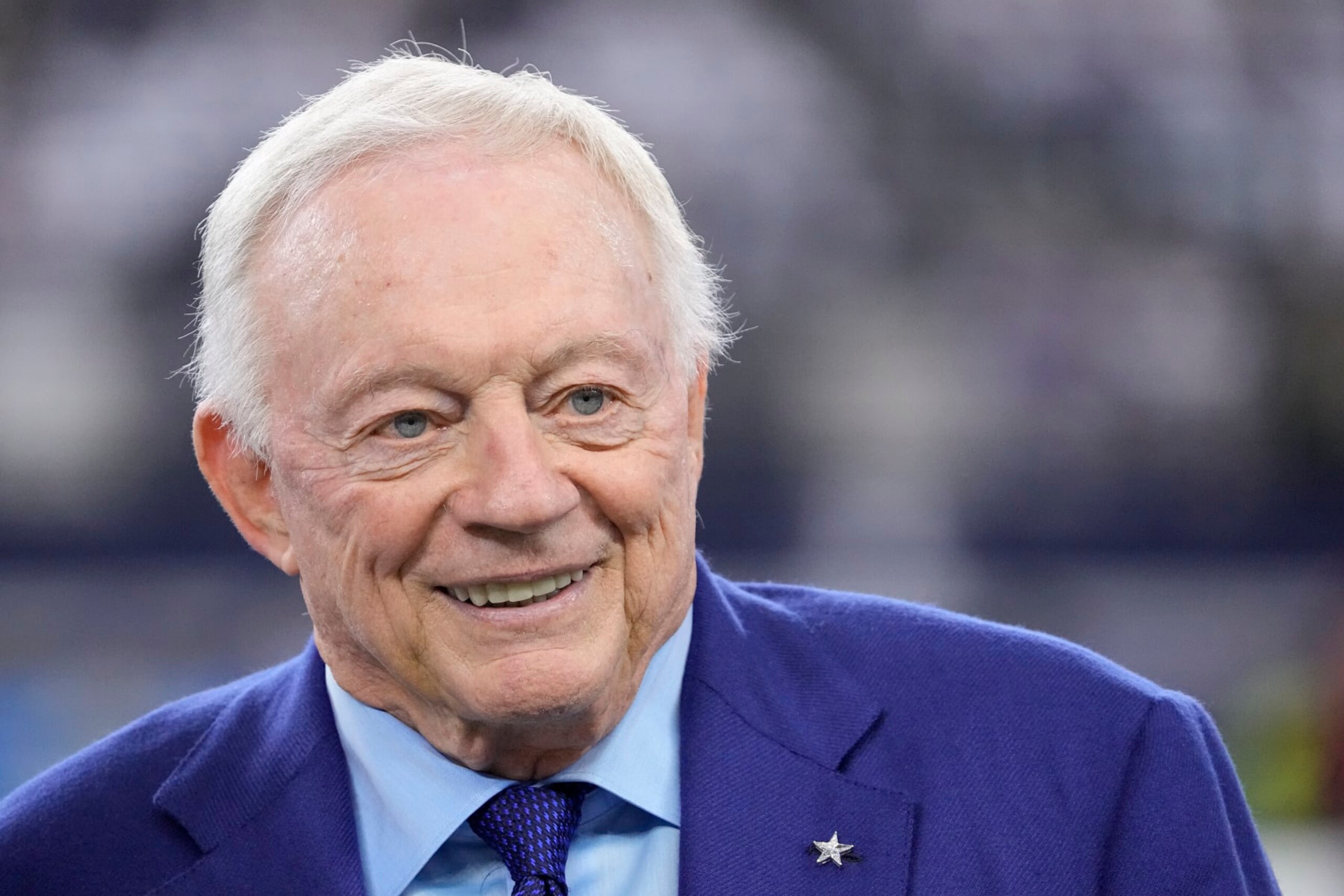 ARLINGTON, TEXAS - NOVEMBER 12: Dallas Cowboys owner Jerry Jones walks the field before the game against the New York Giants at AT&T Stadium on November 12, 2023 in Arlington, Texas. (Photo by Sam Hodde/Getty Images)