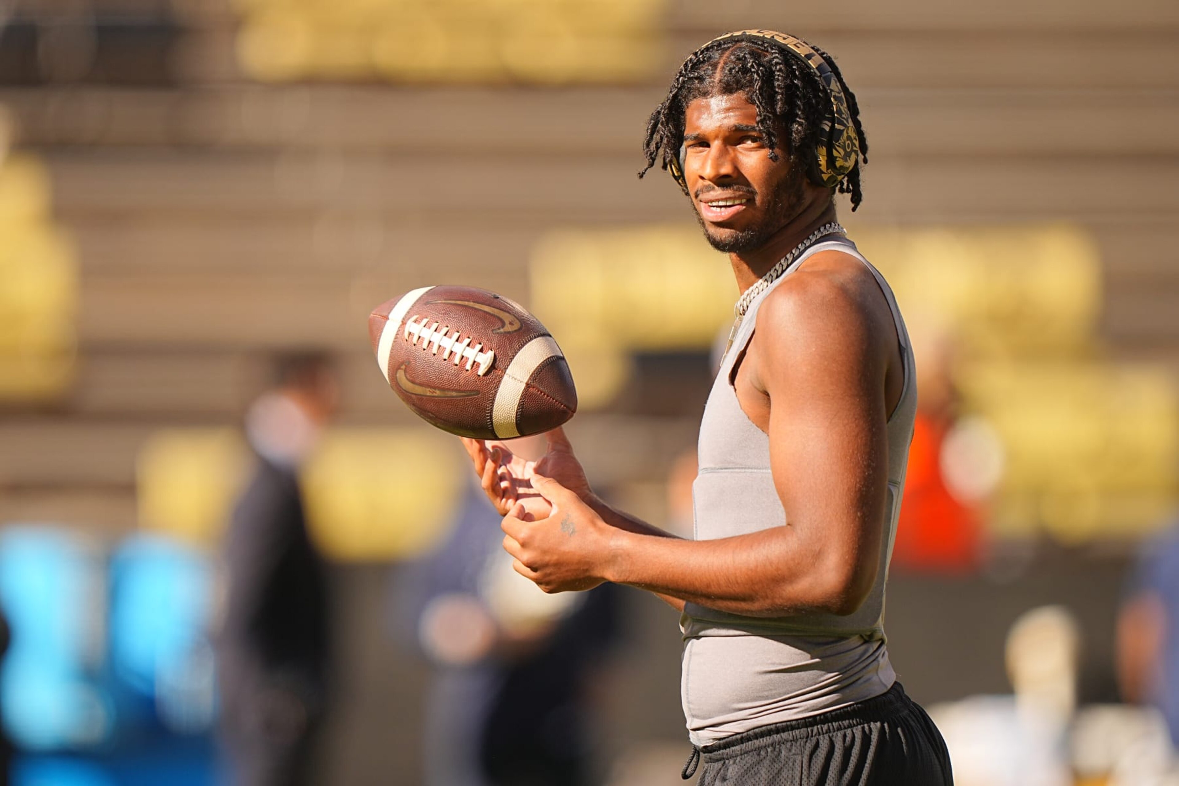 College Football: Colorado Shedeur Sanders (2) in action, looks on prior to game vs Arizona at Folsom Field.
Boulder, CO 11/11/2023
CREDIT: Erick W. Rasco (Photo by Erick W. Rasco/Sports Illustrated via Getty Images)
(Set Number: X164462) College Football: Colorado Shedeur Sanders (2) in action, looks on prior to game vs Arizona at Folsom Field.
Boulder, CO 11/11/2023
CREDIT: Erick W. Rasco (Photo by Erick W. Rasco/Sports Illustrated via Getty Images)
(Set Number: X164462)