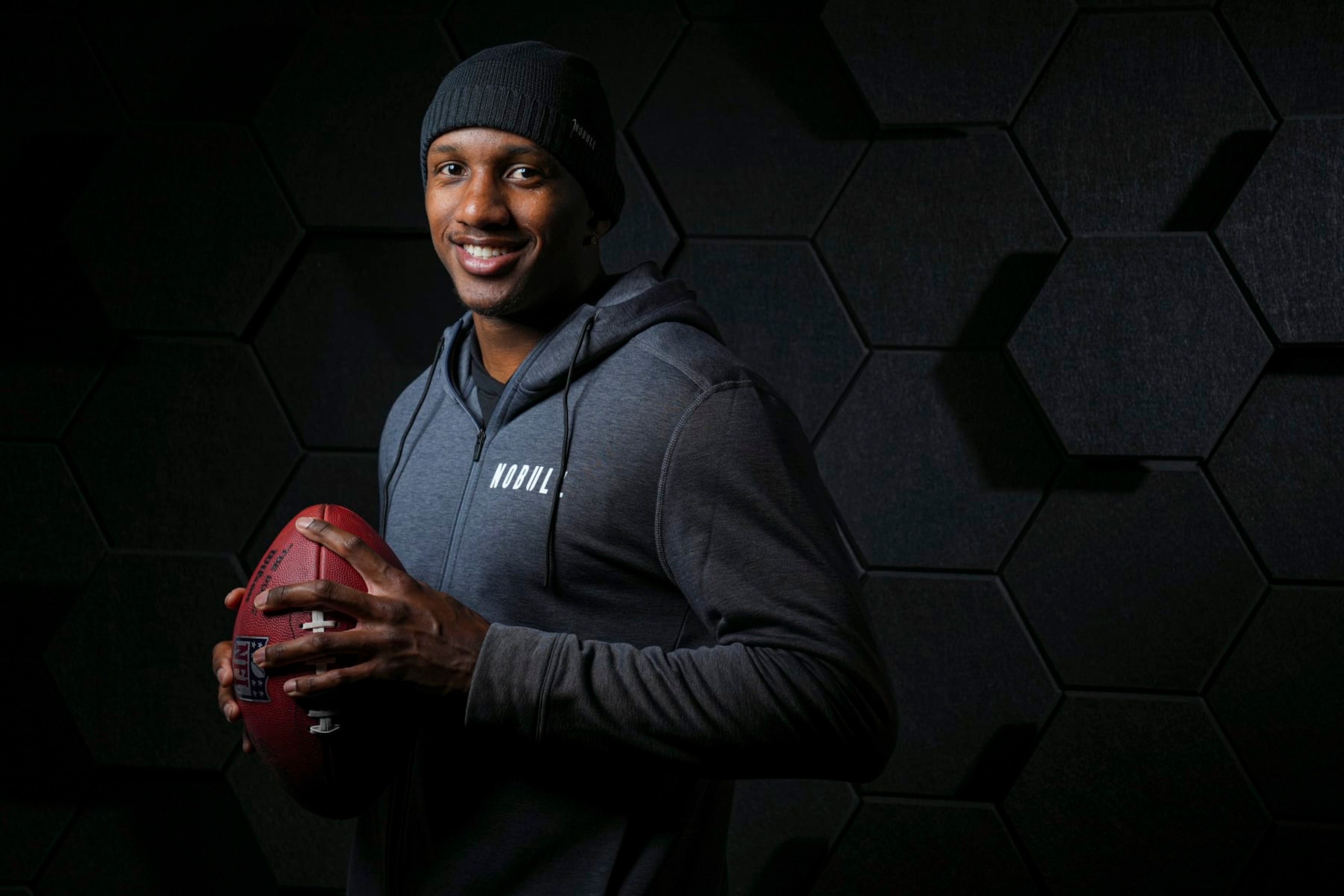 INDIANAPOLIS, INDIANA - FEBRUARY 29: Michael Penix Jr. of the Washington Huskies poses for portraits at the Indiana Convention Center on February 29, 2024 in Indianapolis, Indiana. (Photo by Todd Rosenberg/Getty Images)