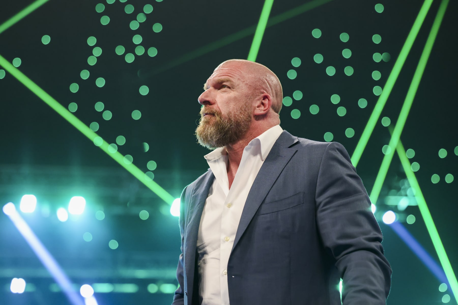 PITTSBURGH, PENNSYLVANIA- APRIL 19: CCO of WWE, Paul "Triple H" Levesque makes a special appearance during SmackDown at PPG Paints Arena on April 19, 2024 in Pittsburgh, Pennsylvania.  (Photo by WWE/Getty Images)