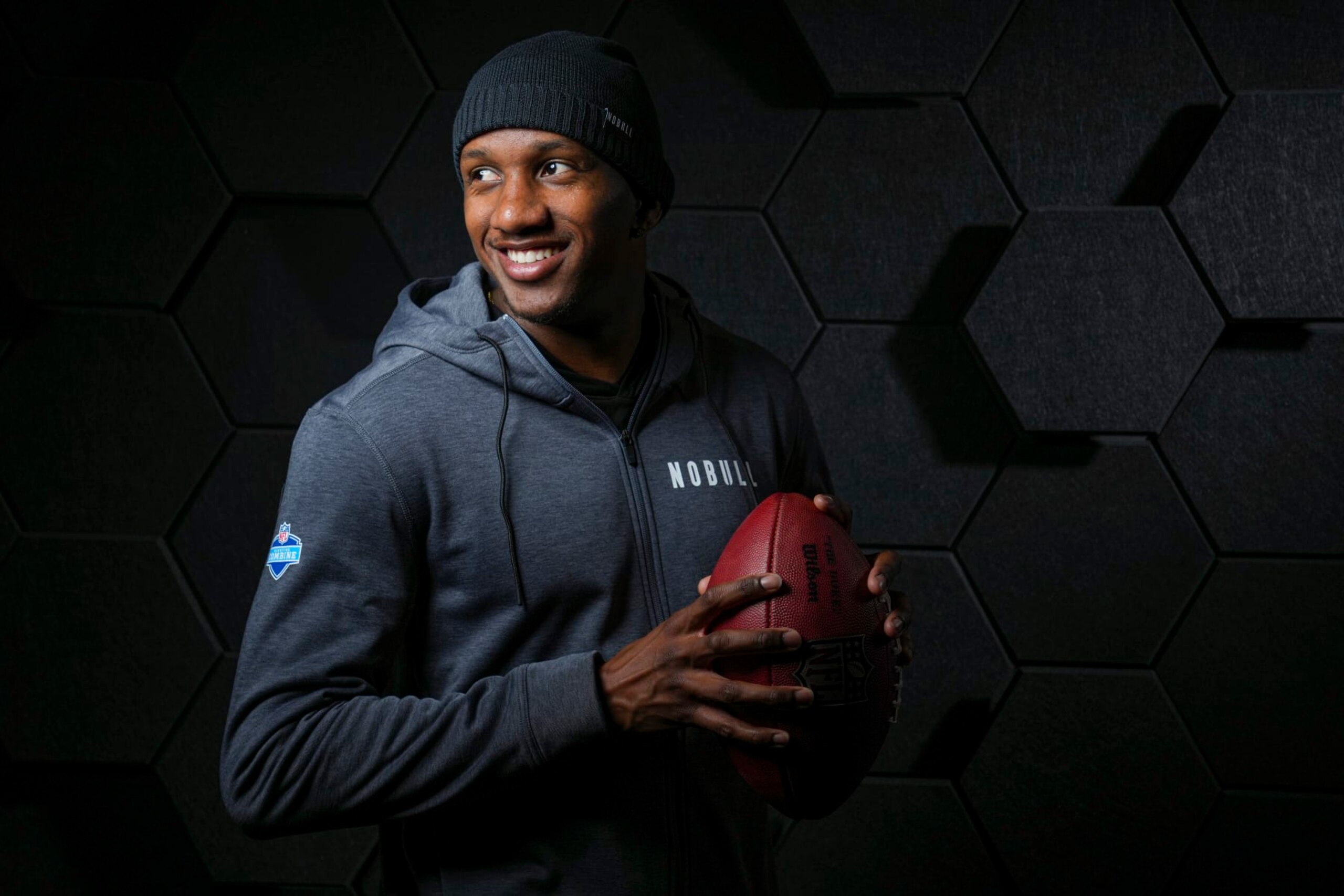 INDIANAPOLIS, INDIANA - FEBRUARY 29: Michael Penix Jr. of the Washington Huskies poses for portraits at the Indiana Convention Center on February 29, 2024 in Indianapolis, Indiana. (Photo by Todd Rosenberg/Getty Images)