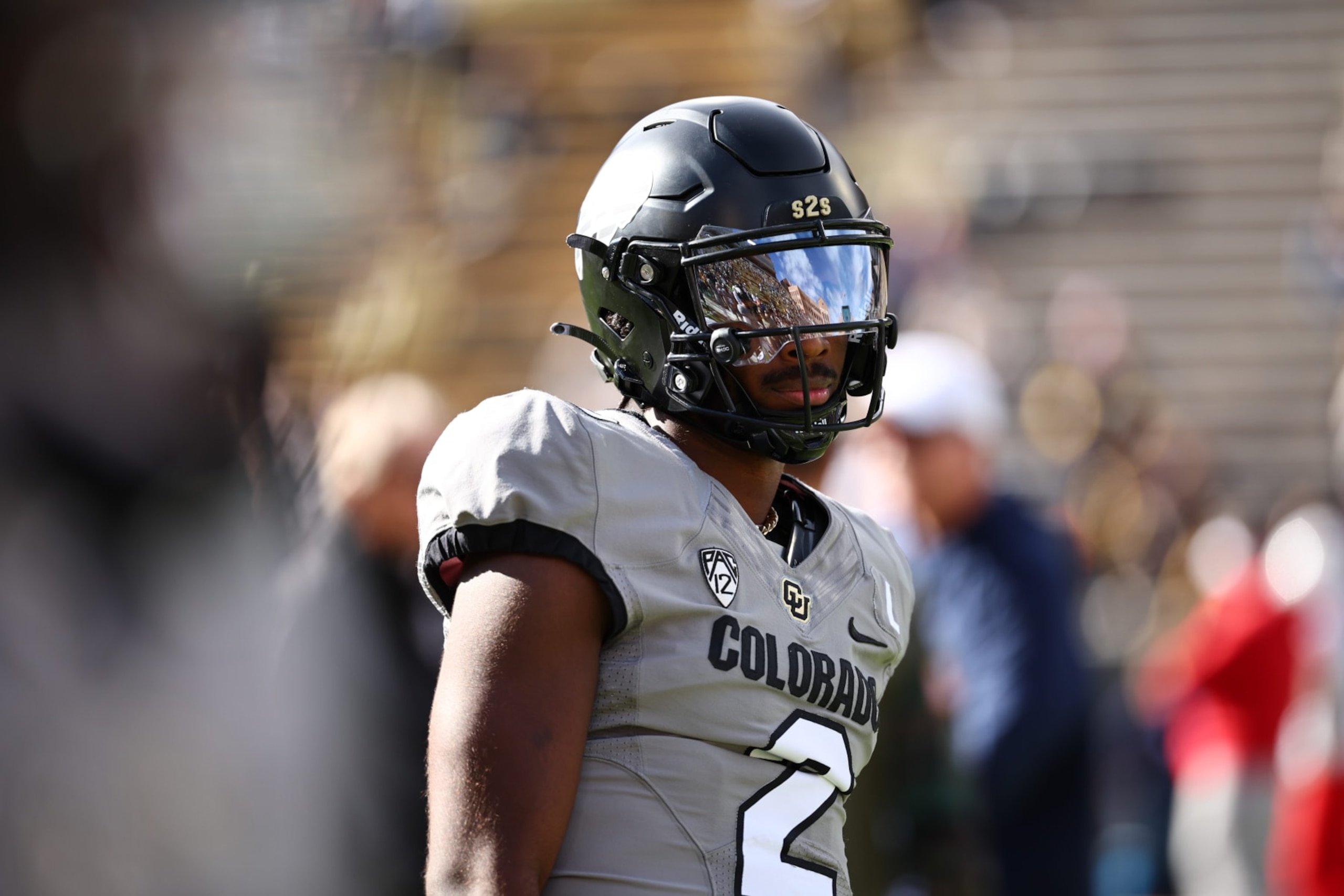 College Football: Colorado quarterback Shedeur Sanders (2) in action, looks on vs Arizona at Folsom Field. 
Boulder, CO 11/11/2023 
CREDIT: Jamie Schwaberow (Photo by Jamie Schwaberow/Sports Illustrated via Getty Images) 
(Set Number: X164461)
