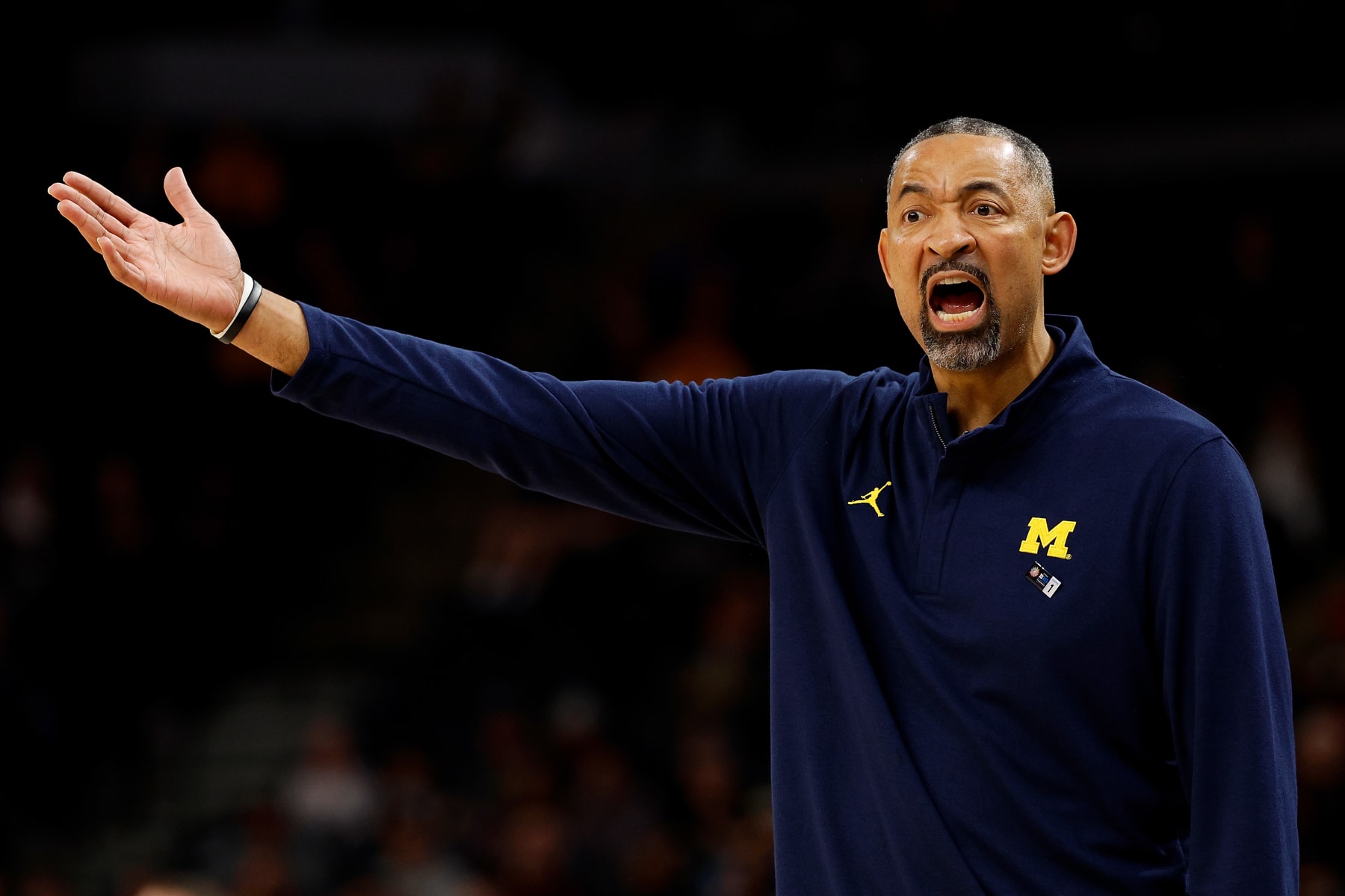 MINNEAPOLIS, MINNESOTA - MARCH 13: Head coach Juwan Howard of the Michigan Wolverines reacts against the Penn State Nittany Lions in the first half in the First Round of the Big Ten Tournament at Target Center on March 13, 2024 in Minneapolis, Minnesota. (Photo by David Berding/Getty Images)