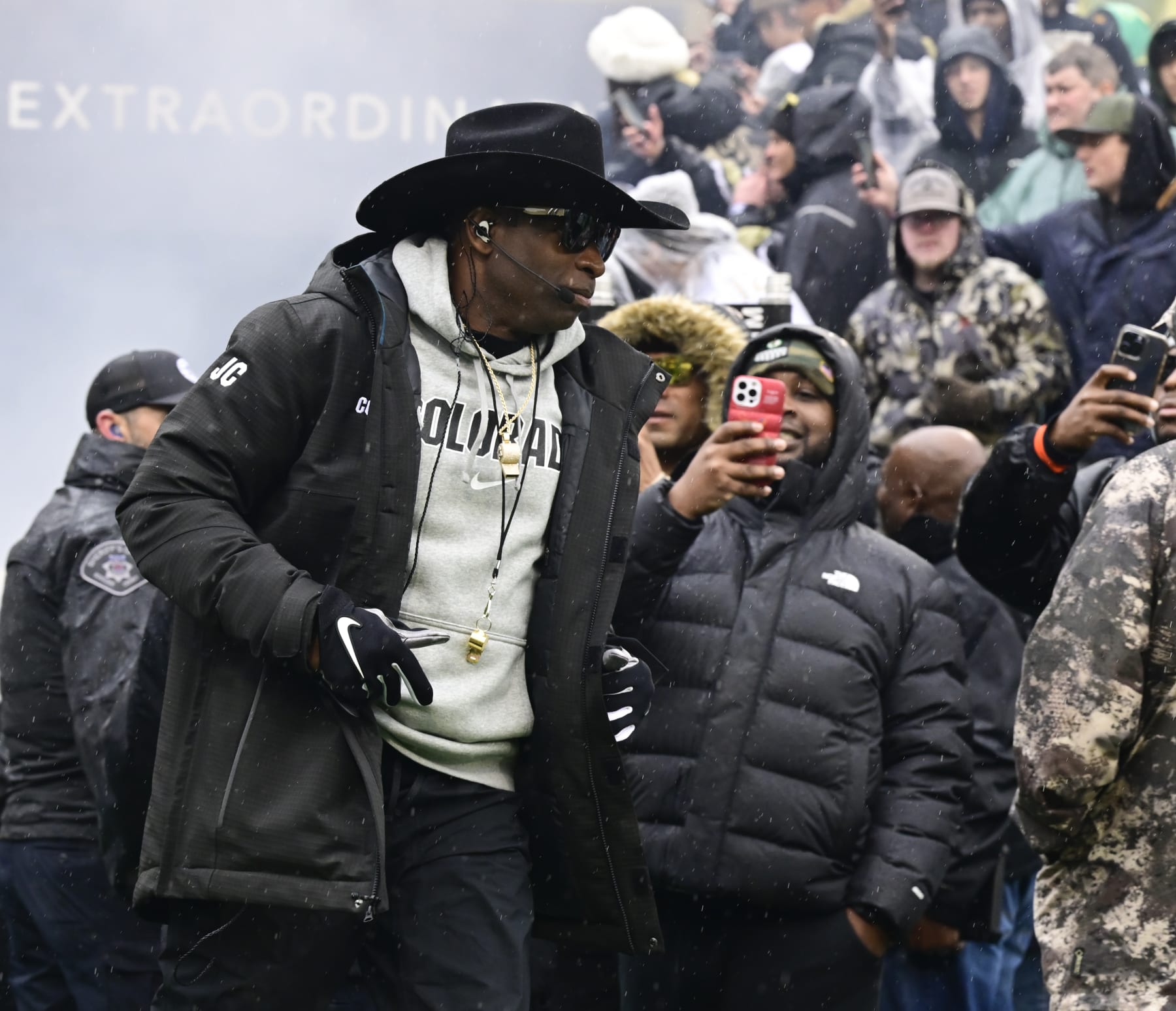 BOULDER, CO - APRIL 27: Colorado Buffaloes head coach Deion Sanders takes the field for the Black and Gold spring game at Folsom Field in Boulder, Colorado on Saturday, April 27, 2024. (Photo by Andy Cross/The Denver Post)