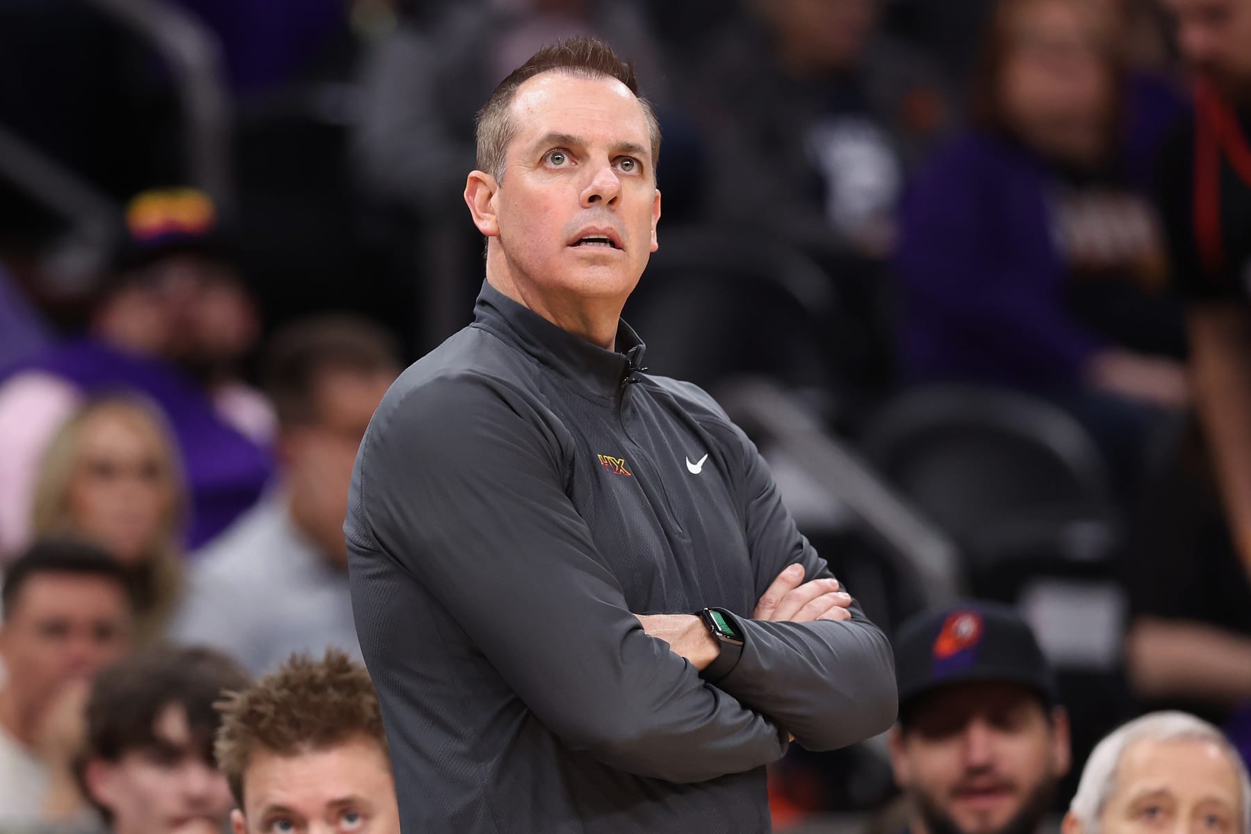 PHOENIX, ARIZONA - APRIL 26: Head coach Frank Vogel of the Phoenix Suns reacts during the second half of game three of the Western Conference First Round Playoffs at Footprint Center on April 26, 2024 in Phoenix, Arizona. The Timberwolves defeated the Suns 126-109. ˆNOTE TO USER: User expressly acknowledges and agrees that, by downloading and or using this photograph, User is consenting to the terms and conditions of the Getty Images License Agreement. NOTE TO USER: User expressly acknowledges and agrees that, by downloading and or using this photograph, User is consenting to the terms and conditions of the Getty Images License Agreement. ˆ (Photo by Christian Petersen/Getty Images) PHOENIX, ARIZONA - APRIL 26: Head coach Frank Vogel of the Phoenix Suns reacts during the second half of game three of the Western Conference First Round Playoffs at Footprint Center on April 26, 2024 in Phoenix, Arizona. The Timberwolves defeated the Suns 126-109. ˆNOTE TO USER: User expressly acknowledges and agrees that, by downloading and or using this photograph, User is consenting to the terms and conditions of the Getty Images License Agreement. NOTE TO USER: User expressly acknowledges and agrees that, by downloading and or using this photograph, User is consenting to the terms and conditions of the Getty Images License Agreement. ˆ (Photo by Christian Petersen/Getty Images)