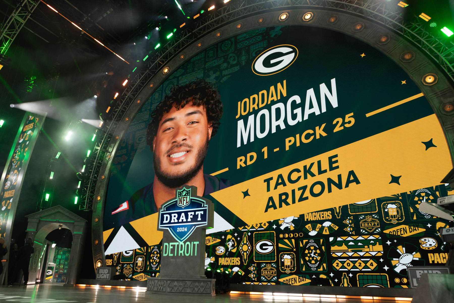 The Packers select Jordan Morgan in the first round of the 2024 NFL draft. 