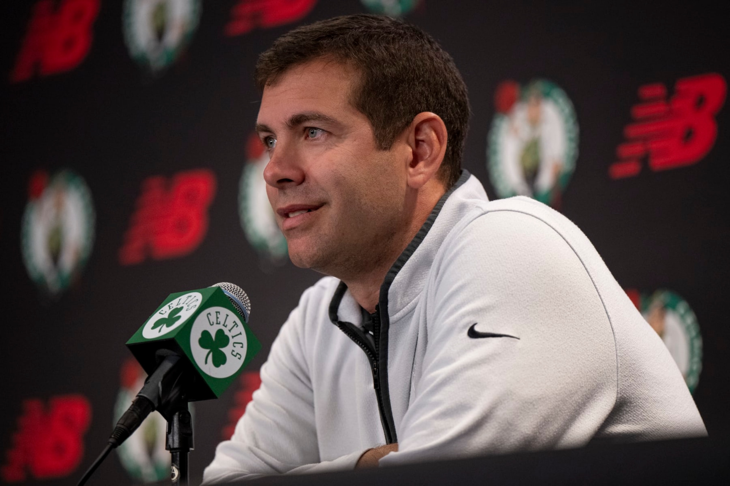 BOSTON, MASSACHUSETTS - OCTOBER 2: President of Basketball Operations Brad Stevens of the Boston Celtics addresses the media during Boston Celtics Media Day at The Auerbach Center on October 2, 2023 in Boston, Massachusetts. NOTE TO USER: User expressly acknowledges and agrees that, by downloading and or using this photograph, User is consenting to the terms and conditions of the Getty Images License Agreement. (Photo by Maddie Malhotra/Getty Images) BOSTON, MASSACHUSETTS - OCTOBER 2: President of Basketball Operations Brad Stevens of the Boston Celtics addresses the media during Boston Celtics Media Day at The Auerbach Center on October 2, 2023 in Boston, Massachusetts. NOTE TO USER: User expressly acknowledges and agrees that, by downloading and or using this photograph, User is consenting to the terms and conditions of the Getty Images License Agreement. (Photo by Maddie Malhotra/Getty Images)