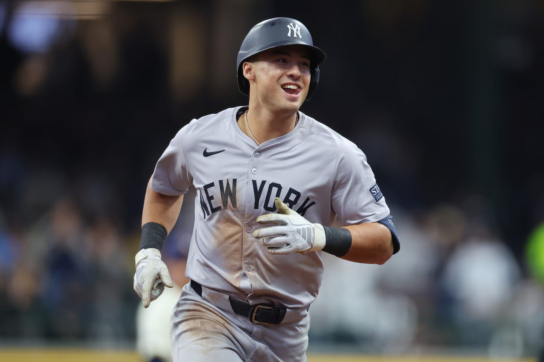 MILWAUKEE, WISCONSIN - APRIL 28: Anthony Volpe #11 of the New York Yankees runs the bases following a three run home run against the Milwaukee Brewers during the fifth inning at American Family Field on April 28, 2024 in Milwaukee, Wisconsin. (Photo by Stacy Revere/Getty Images)