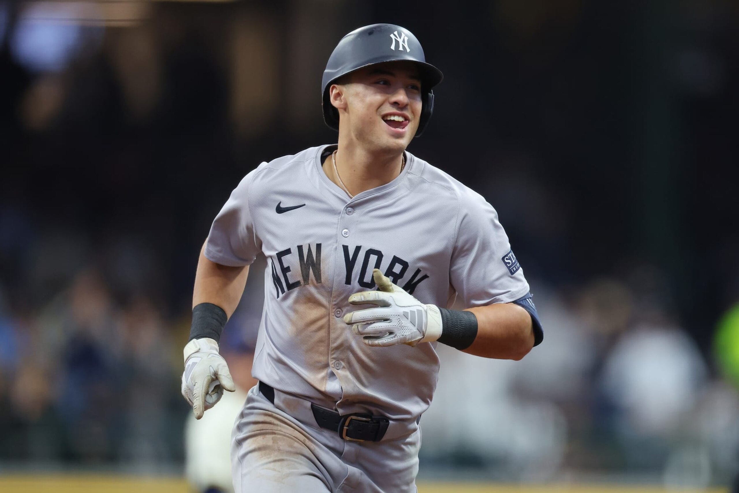 MILWAUKEE, WISCONSIN - APRIL 28: Anthony Volpe #11 of the New York Yankees runs the bases following a three run home run against the Milwaukee Brewers during the fifth inning at American Family Field on April 28, 2024 in Milwaukee, Wisconsin. (Photo by Stacy Revere/Getty Images)