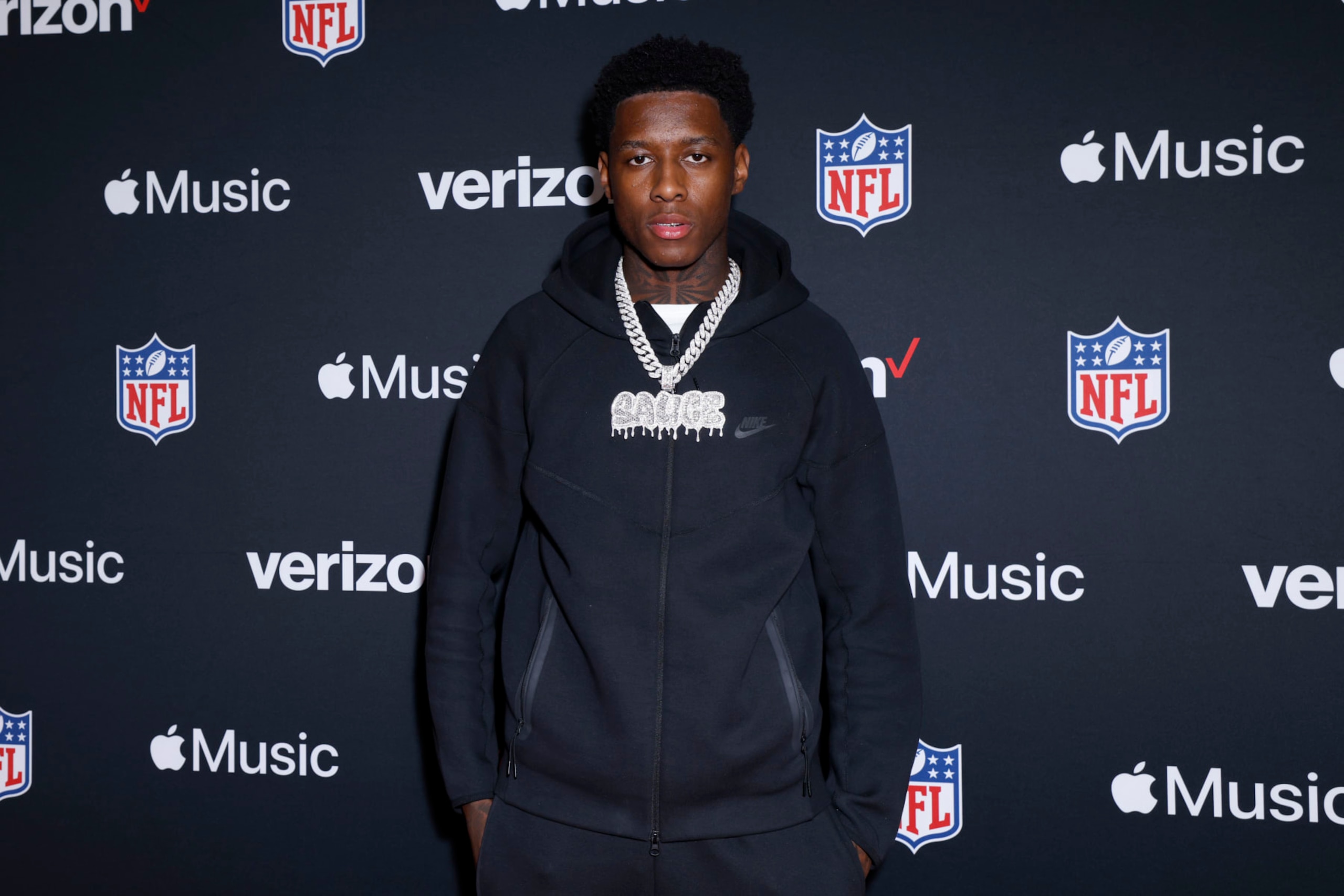 LAS VEGAS, NEVADA - FEBRUARY 10: Sauce Gardner attends Verizon’s “Run the Playlist Live” at Super Bowl LVIII on February 10, 2024 in Las Vegas, Nevada. (Photo by Jeff Schear/Getty Images for Verizon)