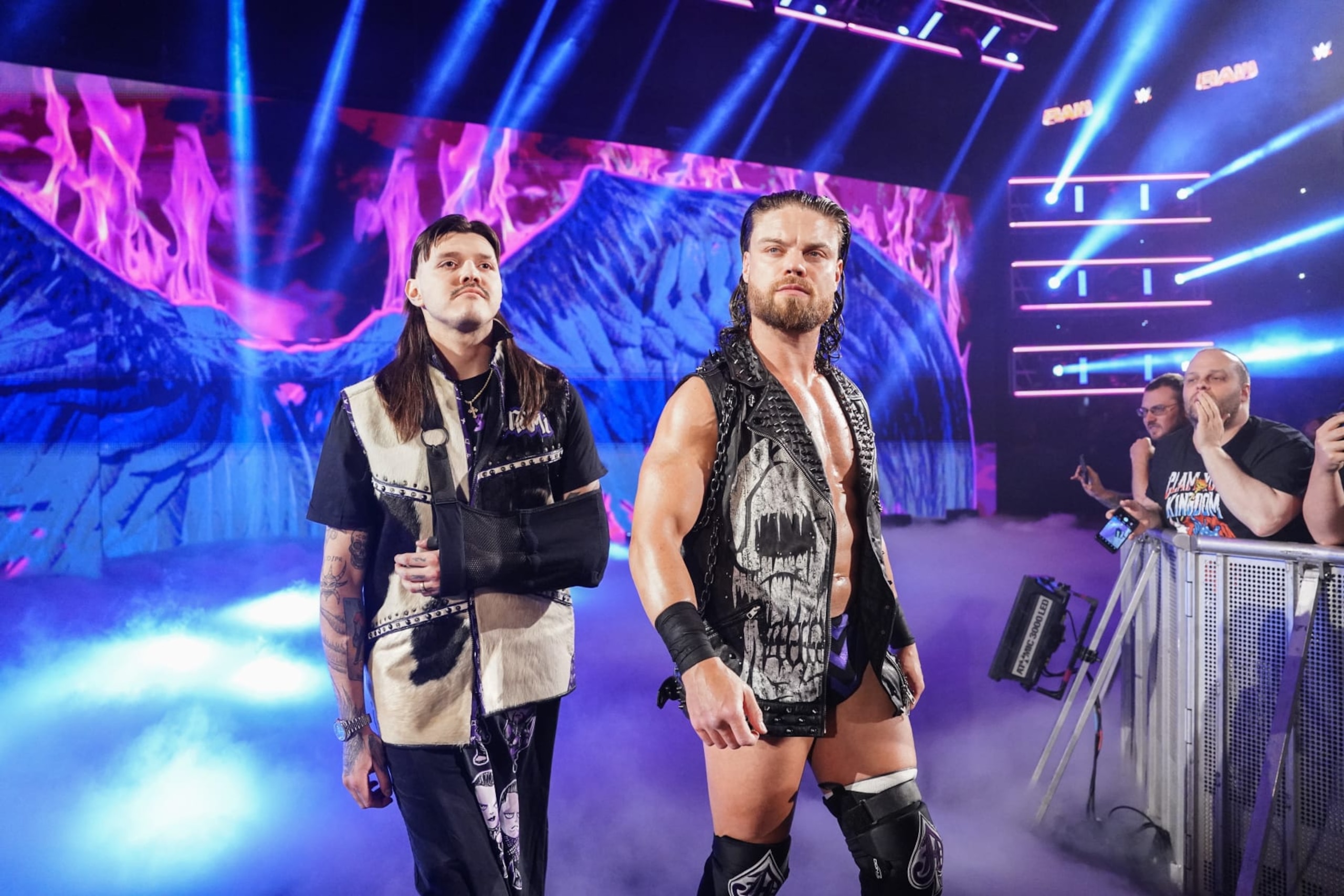 COLUMBUS, OHIO - APRIL 22: Dominik Mysterio and JD McDonagh make their way to the ring during Monday Night RAW at Jerome Schottenstein Center on April 22, 2024 in Columbus, Ohio. (Photo by WWE/Getty Images) COLUMBUS, OHIO - APRIL 22: Dominik Mysterio and JD McDonagh make their way to the ring during Monday Night RAW at Jerome Schottenstein Center on April 22, 2024 in Columbus, Ohio. (Photo by WWE/Getty Images)