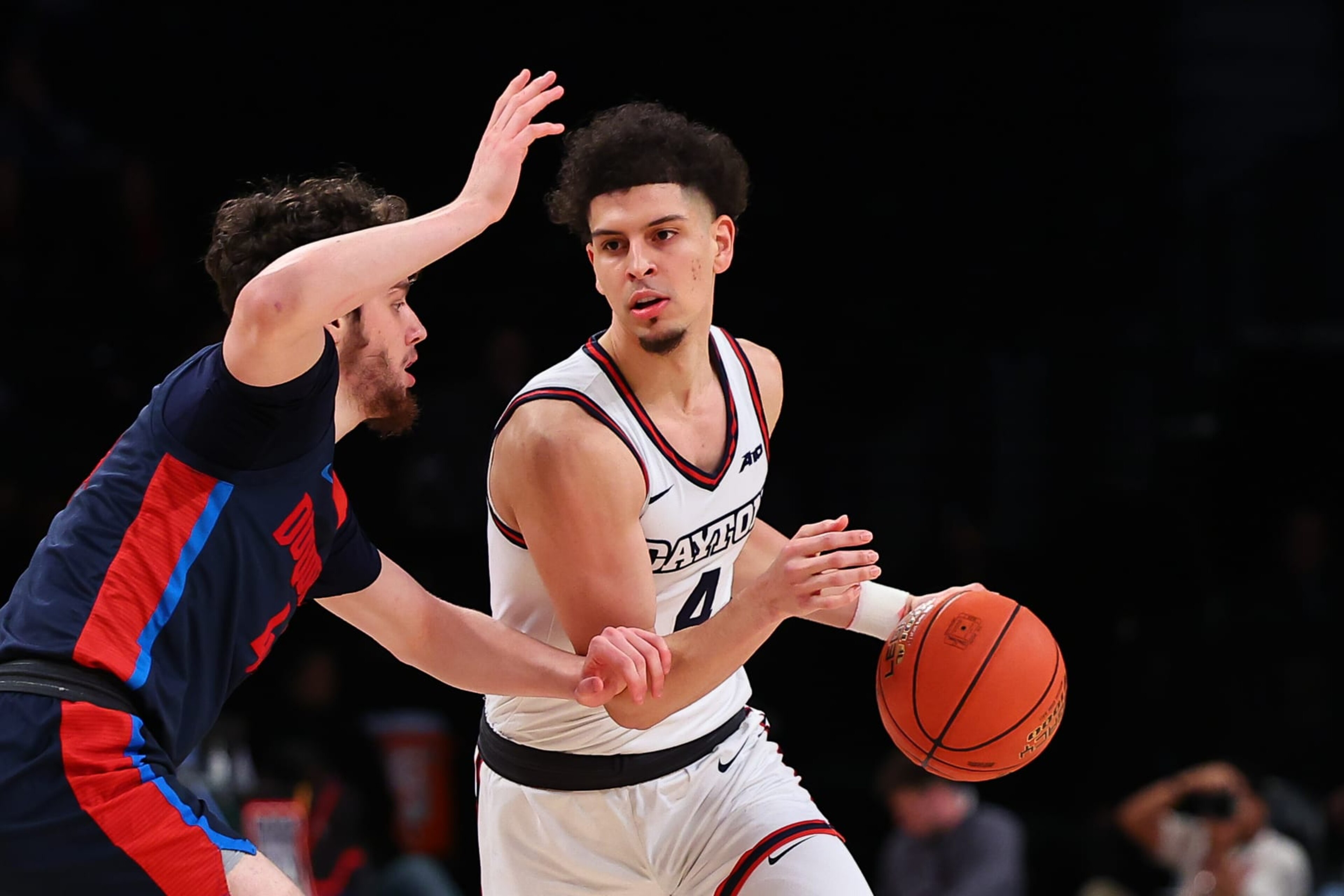 BROOKLYN, NY - MARCH 14: Koby Brea #4 of the Dayton Flyers controls the ball during the first half of the Atlantic 10 Championship tournament game against the Duquesne Dukes on March 14, 2024 at Barclays Center in Brooklyn, New York. (Photo by Rich Graessle/Icon Sportswire via Getty Images) BROOKLYN, NY - MARCH 14: Koby Brea #4 of the Dayton Flyers controls the ball during the first half of the Atlantic 10 Championship tournament game against the Duquesne Dukes on March 14, 2024 at Barclays Center in Brooklyn, New York. (Photo by Rich Graessle/Icon Sportswire via Getty Images)