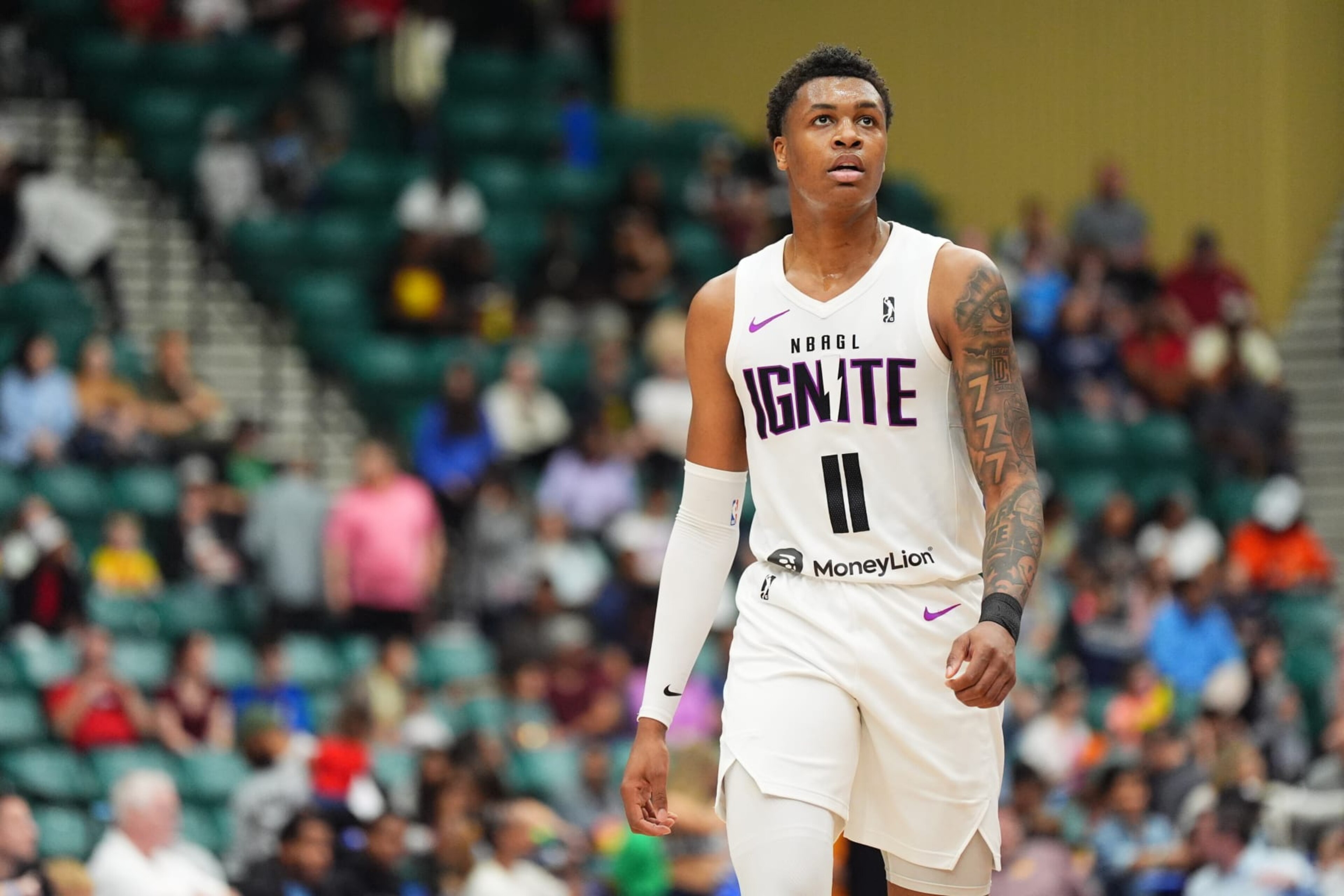 FRISCO, TX - FEBRUARY 27: Tyler Smith #11 of the G League Ignite looks on during the game against the Texas Legends on February 27, 2024 at Comerica Center in Frisco, Texas. NOTE TO USER: User expressly acknowledges and agrees that, by downloading and or using this photograph, User is consenting to the terms and conditions of the Getty Images License Agreement. Mandatory Copyright Notice: Copyright 2023 NBAE (Photo by Cooper Neill/NBAE via Getty Images) FRISCO, TX - FEBRUARY 27: Tyler Smith #11 of the G League Ignite looks on during the game against the Texas Legends on February 27, 2024 at Comerica Center in Frisco, Texas. NOTE TO USER: User expressly acknowledges and agrees that, by downloading and or using this photograph, User is consenting to the terms and conditions of the Getty Images License Agreement. Mandatory Copyright Notice: Copyright 2023 NBAE (Photo by Cooper Neill/NBAE via Getty Images)