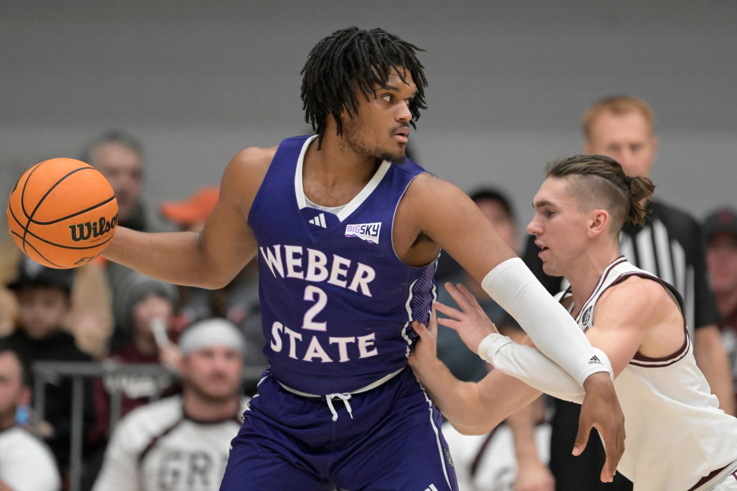 MISSOULA, MONTANA - JANUARY 22: Dillon Jones #2 of the Weber State Wildcats looks on during the first half against the Montana Grizzlies at Dahlberg Arena on January 22, 2024 in Missoula, Montana. (Photo by Tommy Martino/University of Montana/Getty Images)