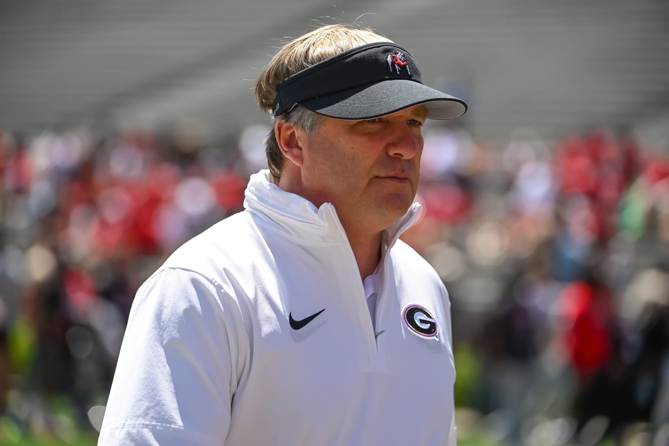 ATHENS, GA - APRIL 13:  Georgia Bulldogs Head Coach Kirby Smart during the G-Day Red and Black Spring Game on April 13, 2024, at Sanford Stadium in Athens, GA. (Photo by John Adams/Icon Sportswire via Getty Images)