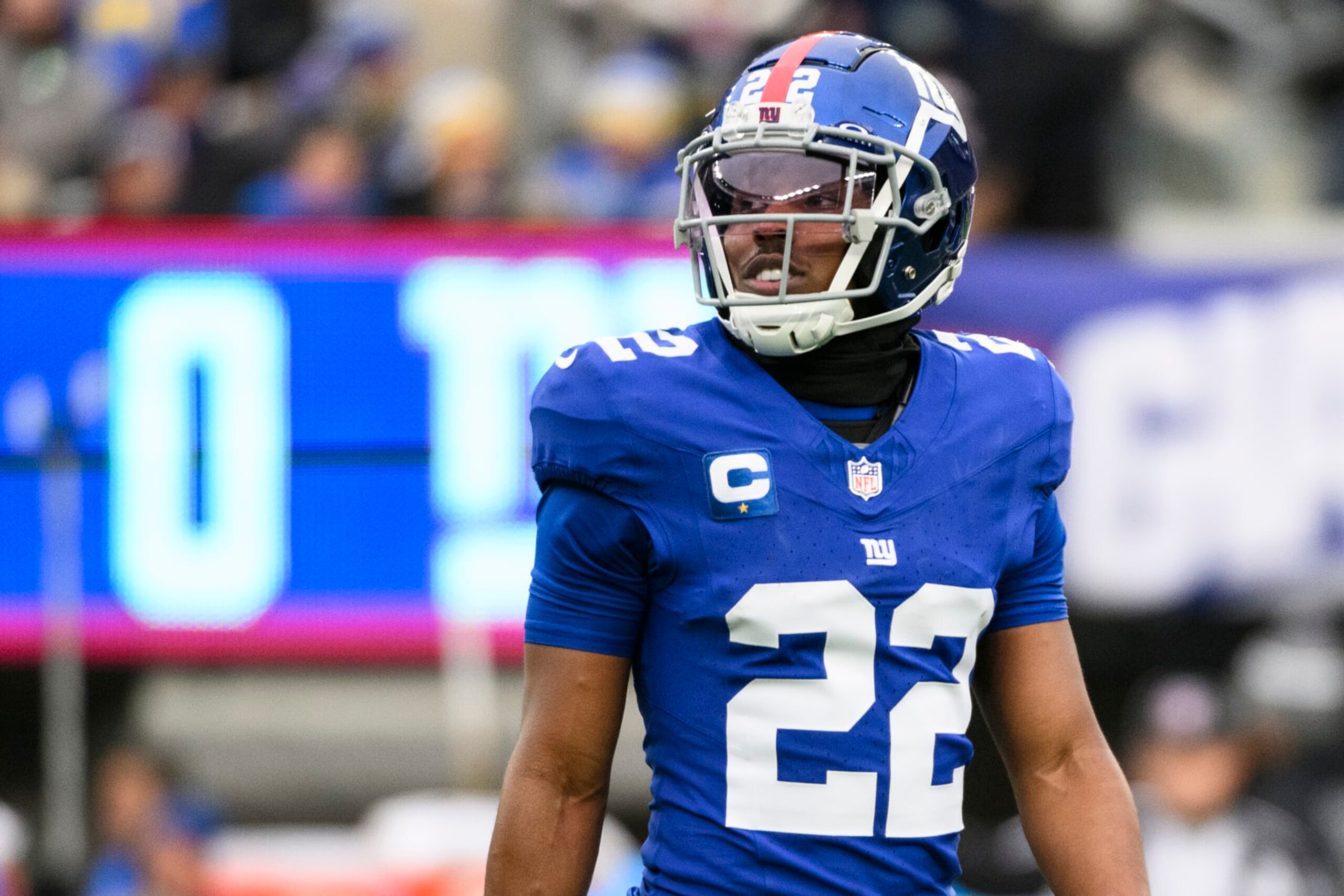 EAST RUTHERFORD, NEW JERSEY - DECEMBER 31: Adoree' Jackson #22 of the New York Giants looks on during a game against the Los Angeles Rams at MetLife Stadium on December 31, 2023 in East Rutherford, New Jersey. (Photo by Mike Lawrence/Getty Images) EAST RUTHERFORD, NEW JERSEY - DECEMBER 31: Adoree' Jackson #22 of the New York Giants looks on during a game against the Los Angeles Rams at MetLife Stadium on December 31, 2023 in East Rutherford, New Jersey. (Photo by Mike Lawrence/Getty Images)