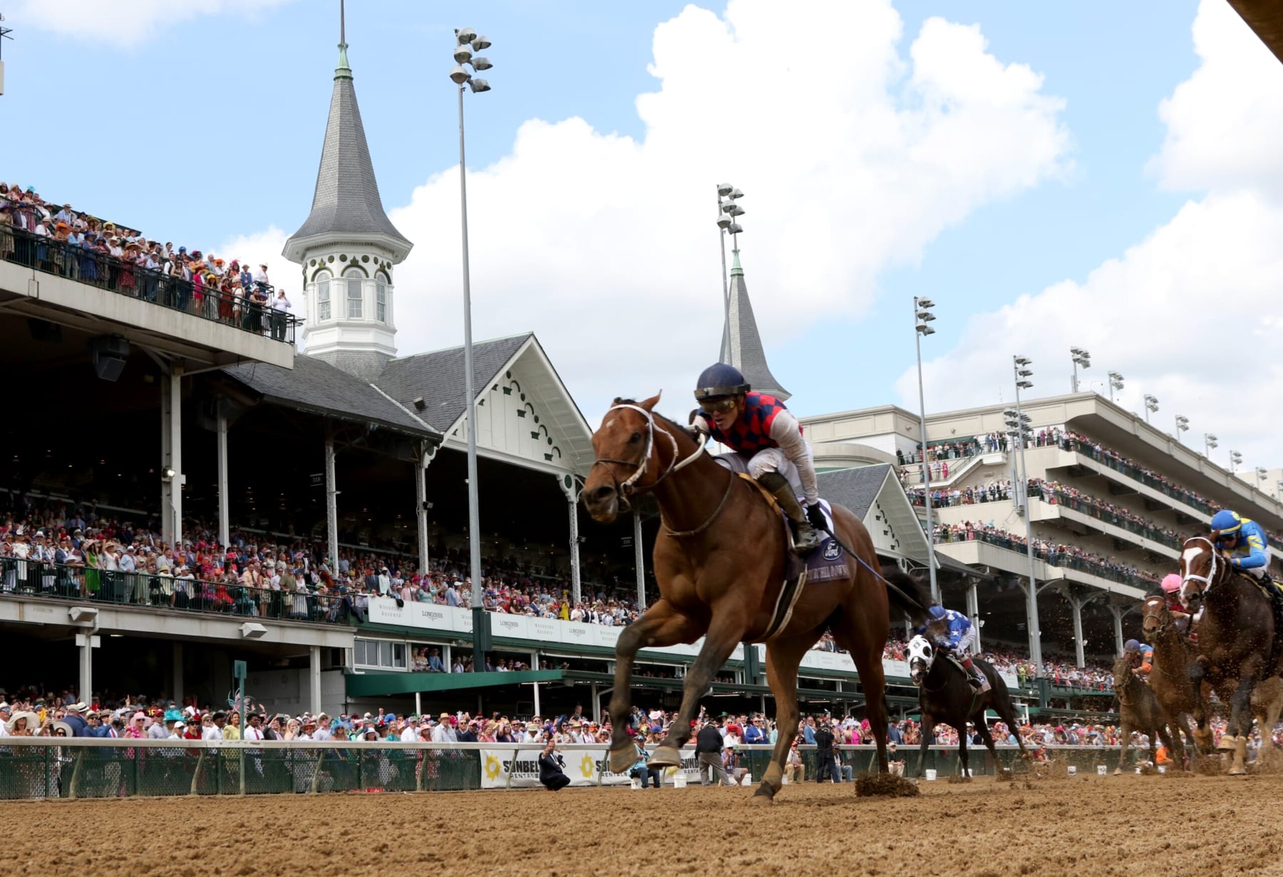 LOUISVILLE, KY - MAY 4: Gun Pilot with Cristian Torres up, wins the G1 Churchill Downs for trainer Steve Asmussen, before the 150th Kentucky Derby at Churchill Downs on May 4, 2024 in  Louisville, Kentucky. (Photo by Horsephotos/Getty Images)