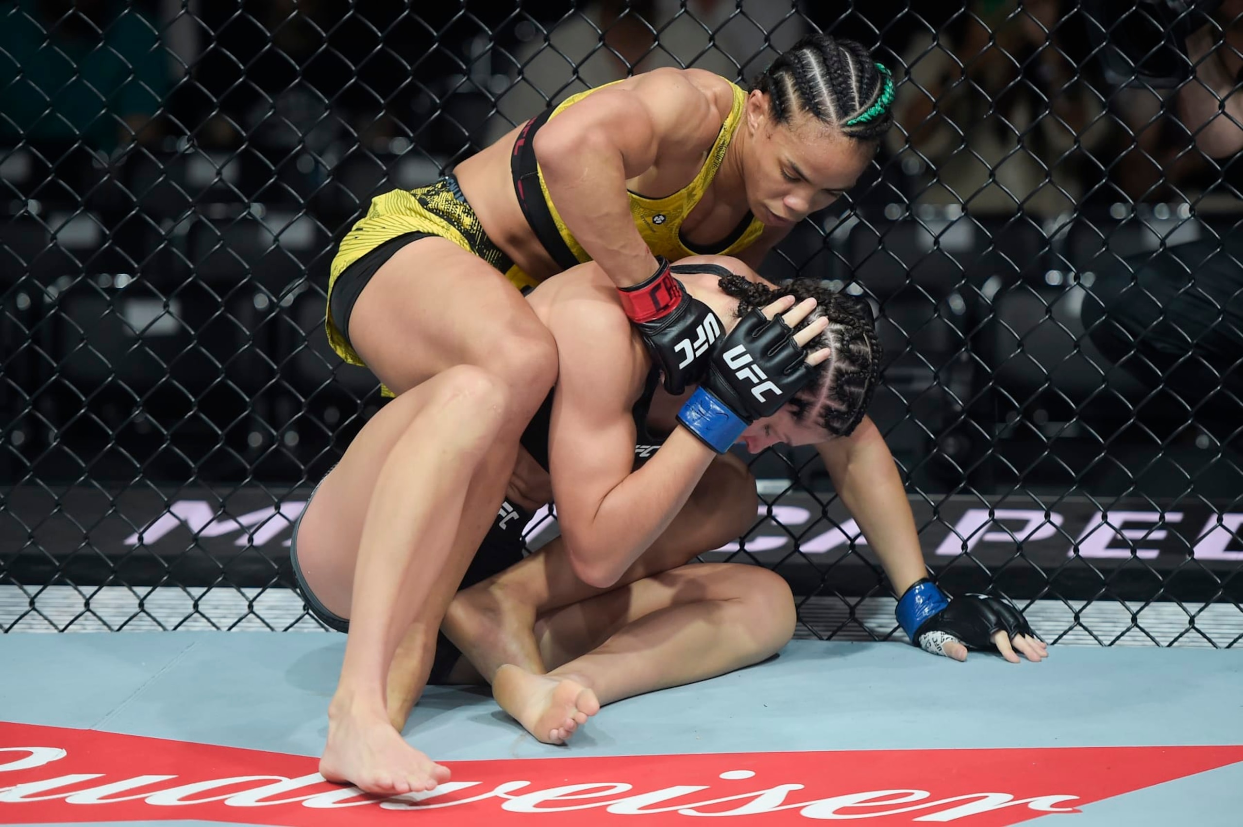 RIO DE JANEIRO, BRAZIL - MAY 04: (L-R) Dione Barbosa of Brazil punches \ek in a flyweight bout during the UFC 301 event at Farmasi Arena on May 04, 2024 in Rio de Janeiro, Brazil. (Photo by Alexandre Loureiro/Zuffa LLC via Getty Images) RIO DE JANEIRO, BRAZIL - MAY 04: (L-R) Dione Barbosa of Brazil punches \ek in a flyweight bout during the UFC 301 event at Farmasi Arena on May 04, 2024 in Rio de Janeiro, Brazil. (Photo by Alexandre Loureiro/Zuffa LLC via Getty Images)