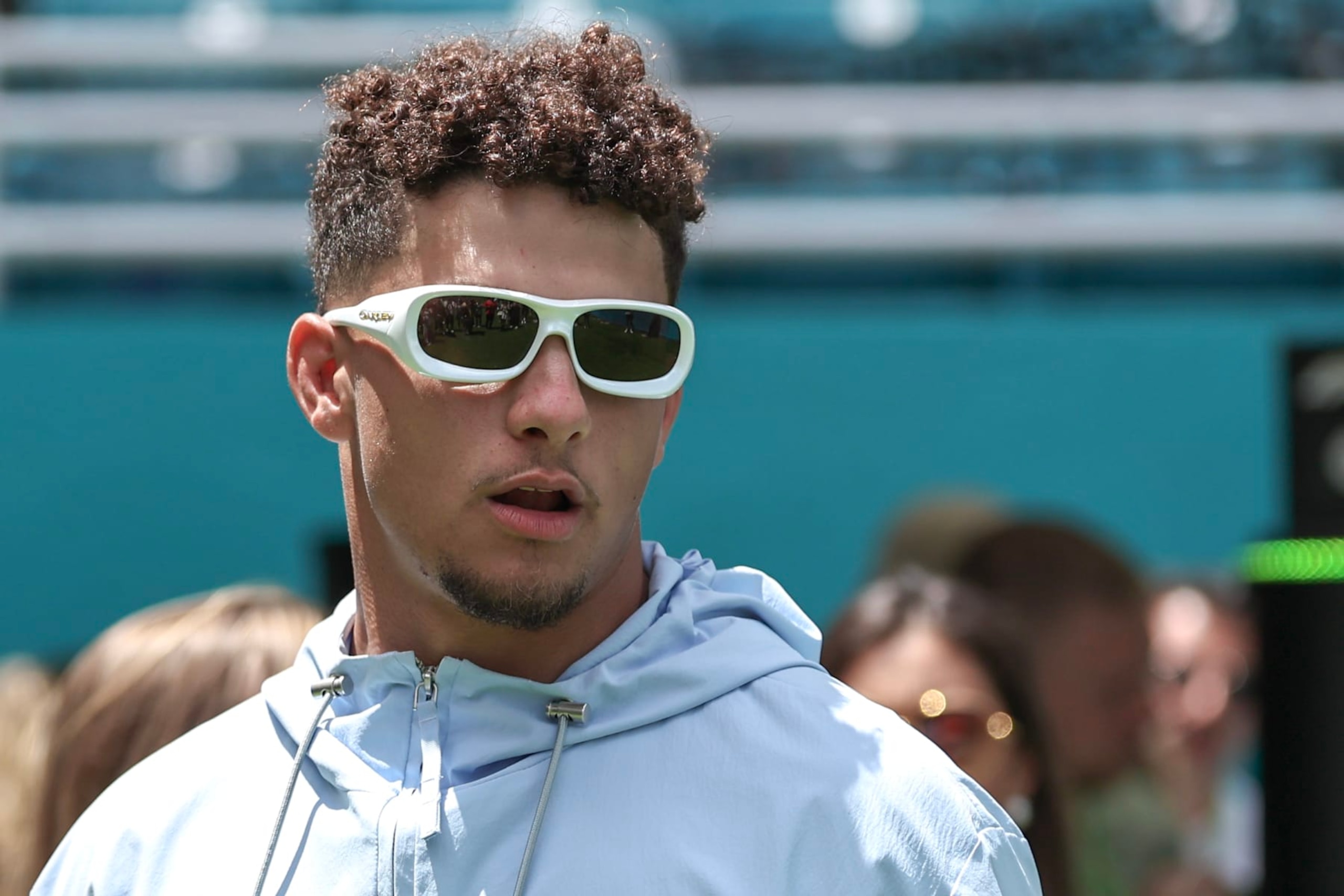 MIAMI, FLORIDA - MAY 4: Patrick Mahomes during the Sprint ahead of the F1 Grand Prix of Miami at Miami International Autodrome on May 4, 2024 in Miami, United States. (Photo by Qian Jun/MB Media/Getty Images) MIAMI, FLORIDA - MAY 4: Patrick Mahomes during the Sprint ahead of the F1 Grand Prix of Miami at Miami International Autodrome on May 4, 2024 in Miami, United States. (Photo by Qian Jun/MB Media/Getty Images)
