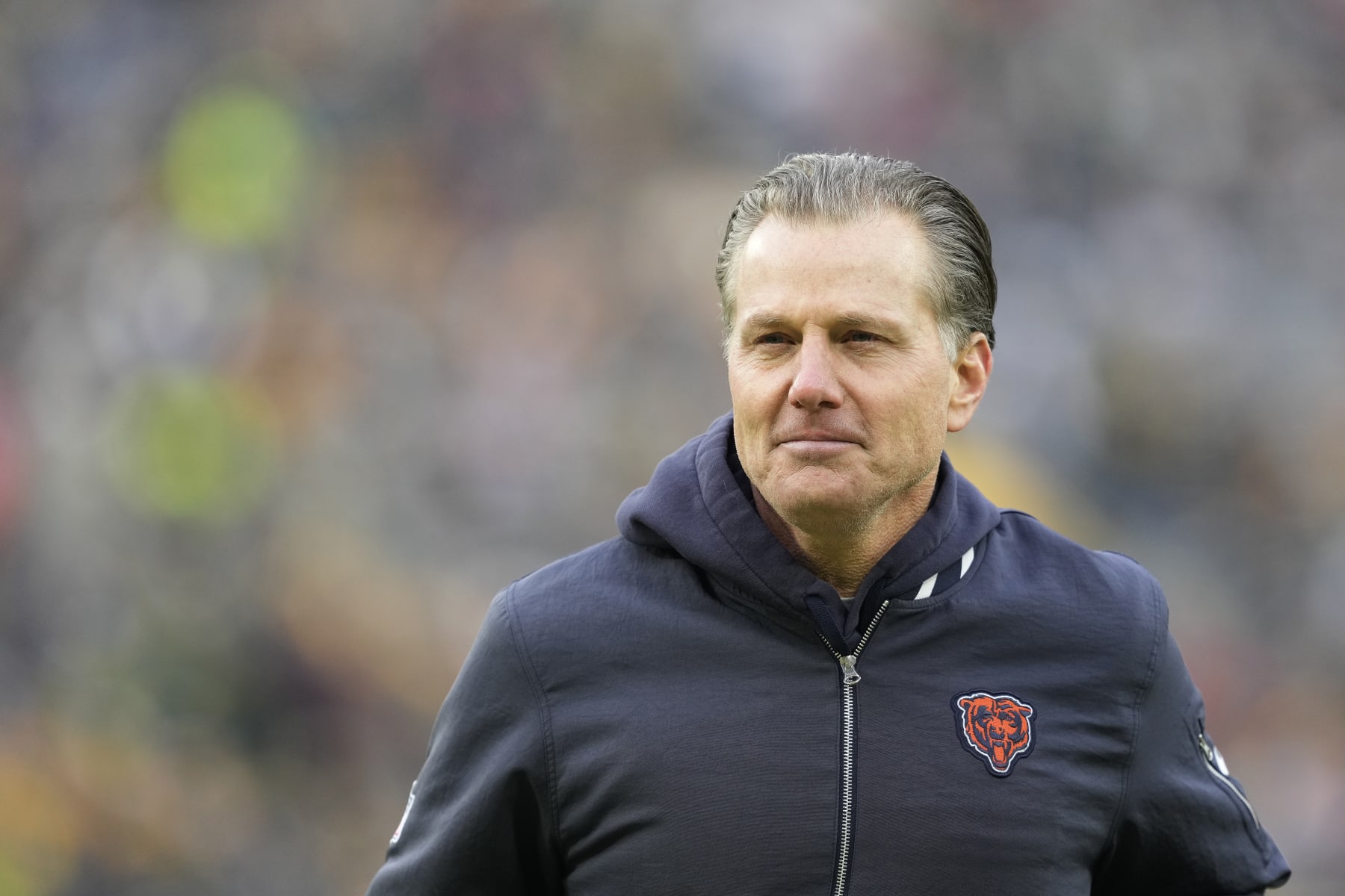GREEN BAY, WISCONSIN - JANUARY 07: Head coach Matt Eberflus of the Chicago Bears looks on before a game against the Green Bay Packers at Lambeau Field on January 07, 2024 in Green Bay, Wisconsin. (Photo by Patrick McDermott/Getty Images)