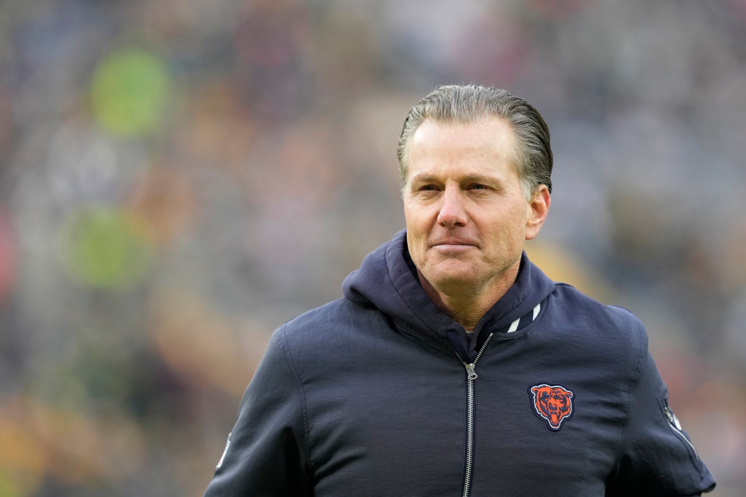 GREEN BAY, WISCONSIN - JANUARY 07: Head coach Matt Eberflus of the Chicago Bears looks on before a game against the Green Bay Packers at Lambeau Field on January 07, 2024 in Green Bay, Wisconsin. (Photo by Patrick McDermott/Getty Images)