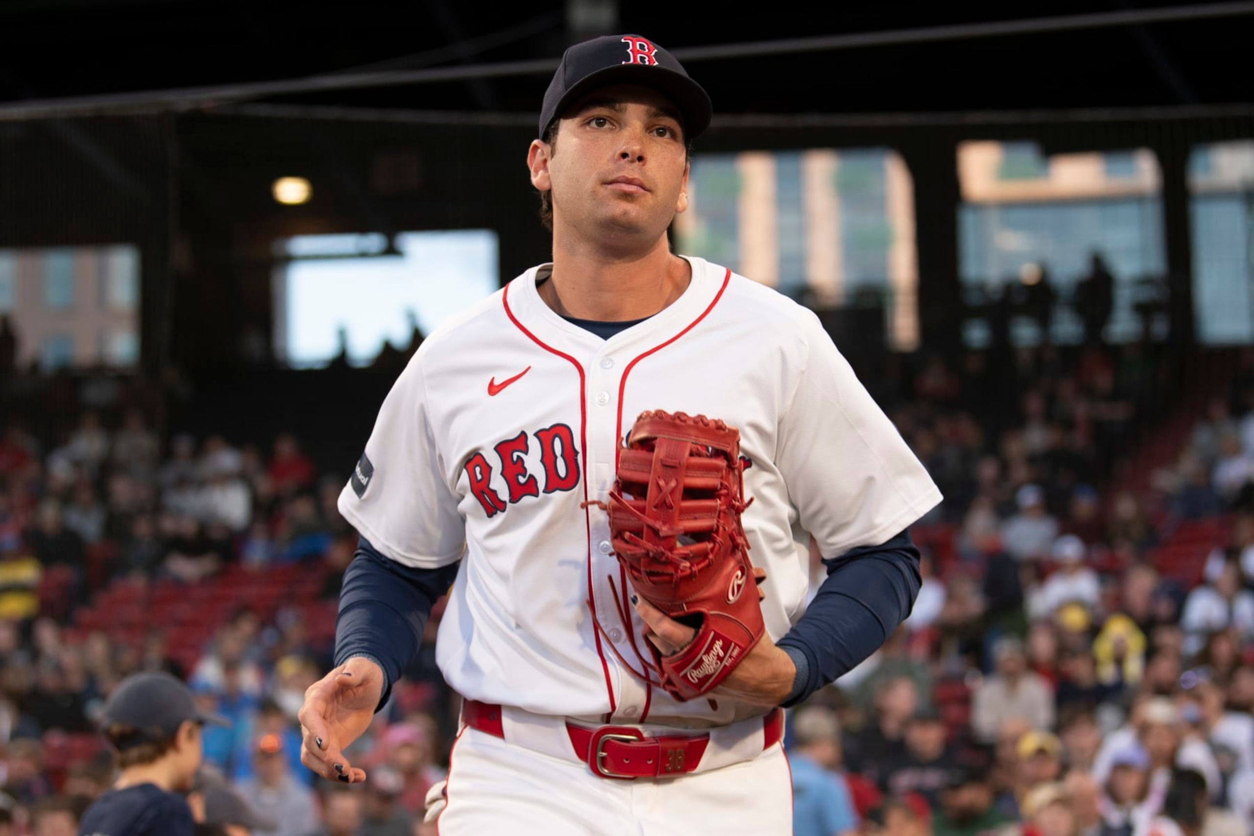 BOSTON, MA - APRIL 16: Triston Casas #36 of the Boston Red Sox takes the field for a game against the Cleveland Guardians  on April 16, 2024 at Fenway Park in Boston, Massachusetts. (Photo by Maddie Malhotra/Boston Red Sox/Getty Images)