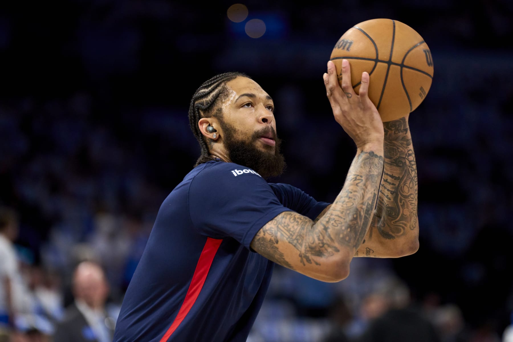 OKLAHOMA CITY, OKLAHOMA - APRIL 21: Brandon Ingram #14 of the New Orleans Pelicans warms up before tipoff against the Oklahoma City Thunder in game one of the Western Conference First Round Playoffs at the Paycom Center on April 21, 2024 in Oklahoma City, Oklahoma. NOTE TO USER: User expressly acknowledges and agrees that, by downloading and or using this photograph, User is consenting to the terms and conditions of the Getty Images License Agreement.  (Photo by Cooper Neill/Getty Images)
