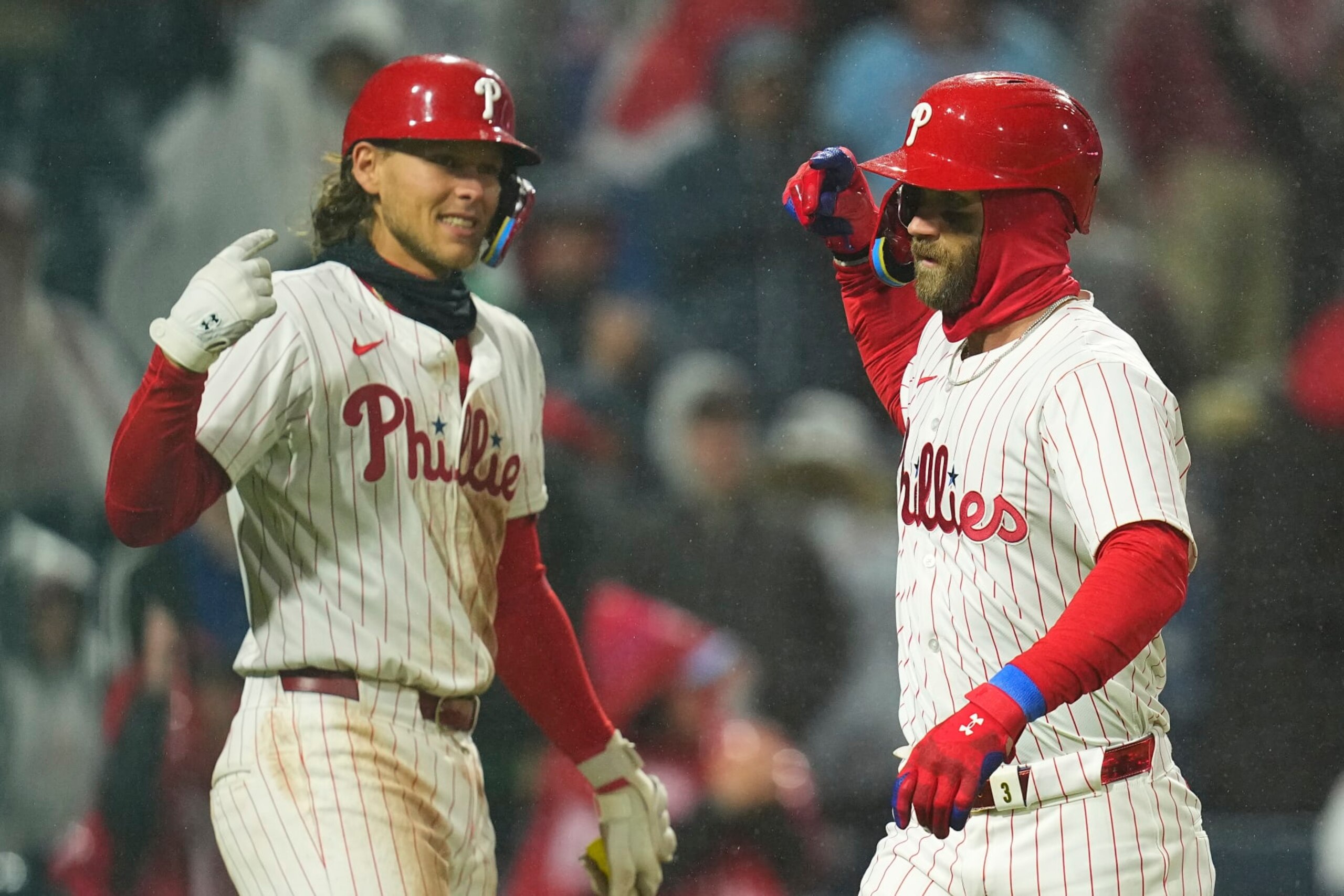 Alec Bohm, left, and Bryce Harper. Alec Bohm, left, and Bryce Harper.